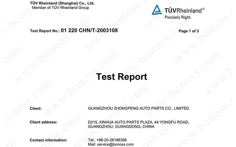 TUV Test Report for BONOSS Titanium Exposed Wheel Stud Conversion Proof Load Test 3108