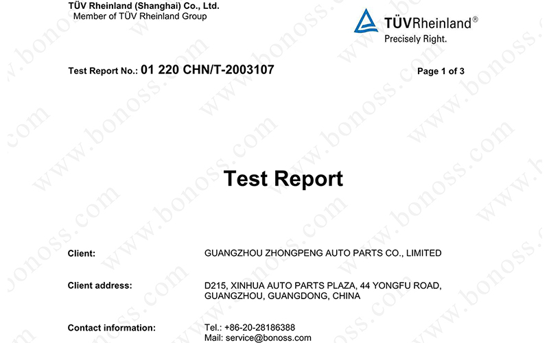 TUV Test Report for BONOSS Titanium Exposed Wheel Stud Conversion Tensile Test