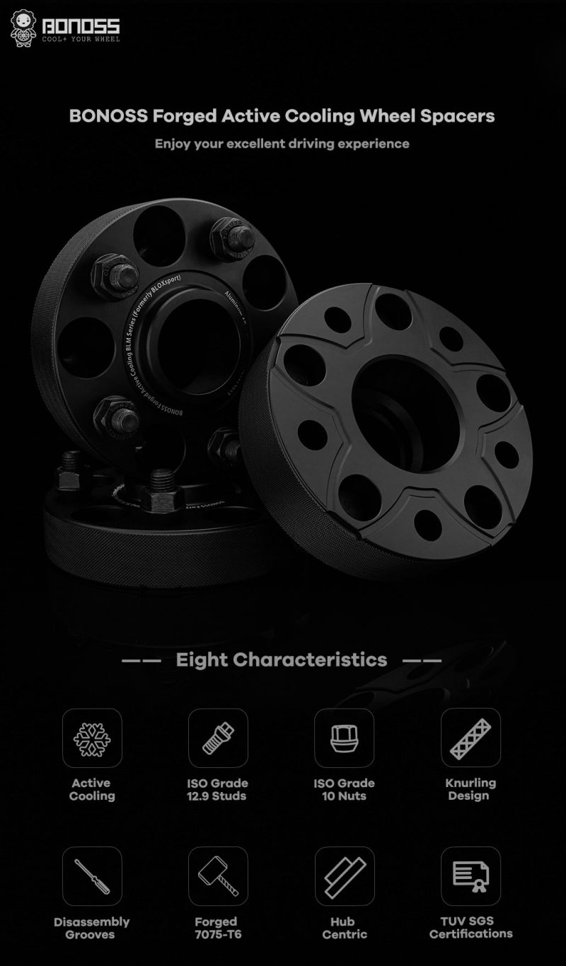 BONOSS Active Cooling Wheel Spacers Hubcentric 5x4.5" CB56.6