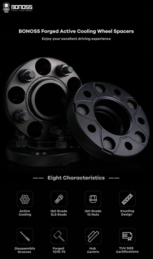 BONOSS Active Cooling 5x4.75" Wheel Spacers Hubcentric CB70.3
