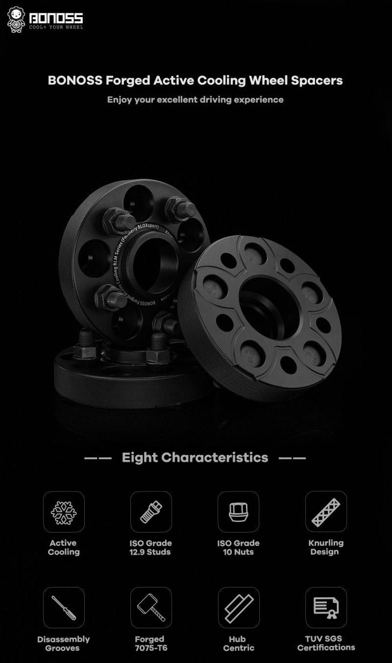 BONOSS AL7075T6 Active Cooling 5x100 Hubcentric Wheel Spacers