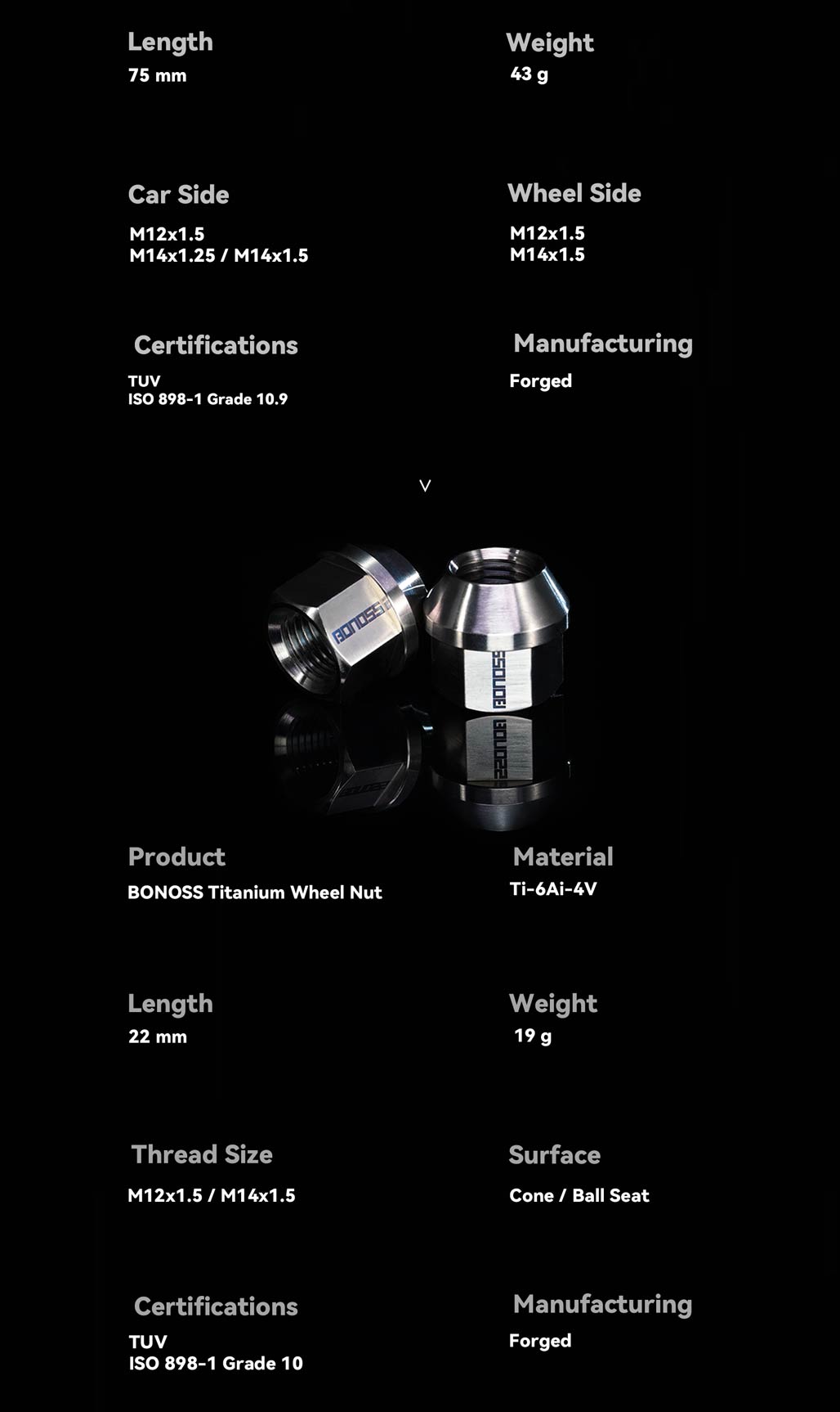 BONOSS Titanium Exposed Wheel Stud Conversion Kit High Performance Lightweight (11)