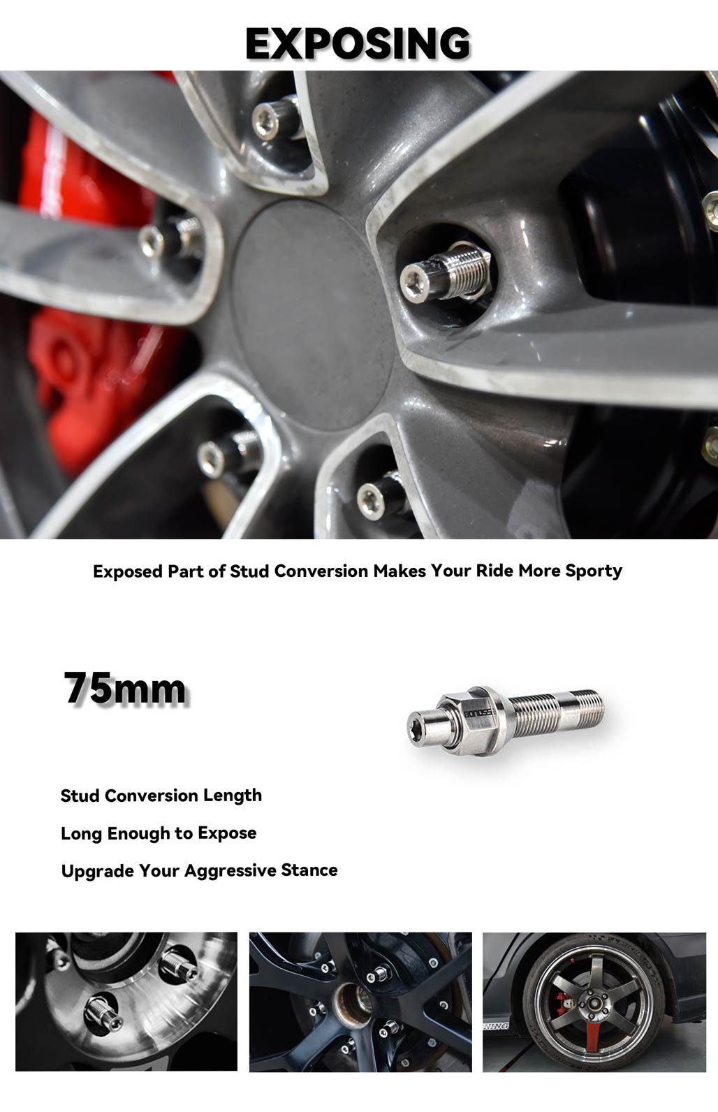 BONOSS Titanium Exposed Wheel Stud Conversion Kit High Performance Lightweight (2)