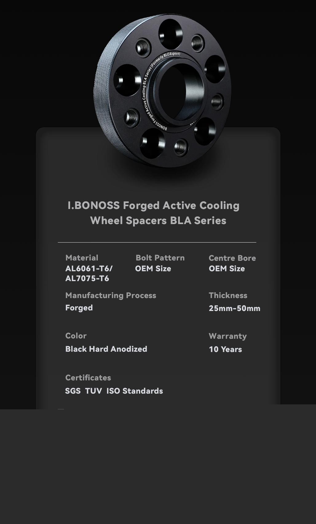 BONOSS Forged Active Cooling Hubcentric Wheel Spacers 4x95.2 Wheel Adapters 6061-T6 Aluminum CB56.6 Spacers