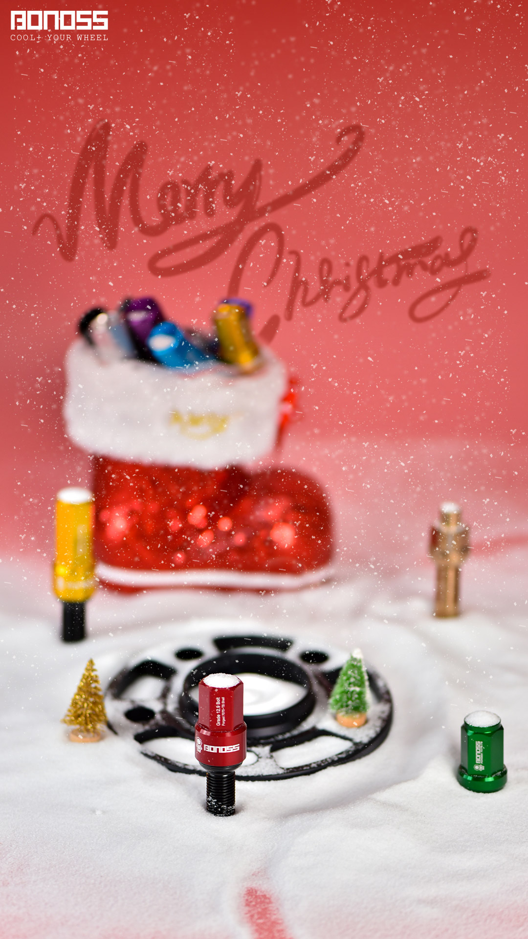 BONOSS Christmas Wheel Spacers for Car Xmas Decorations Custom Car Bolt Kit