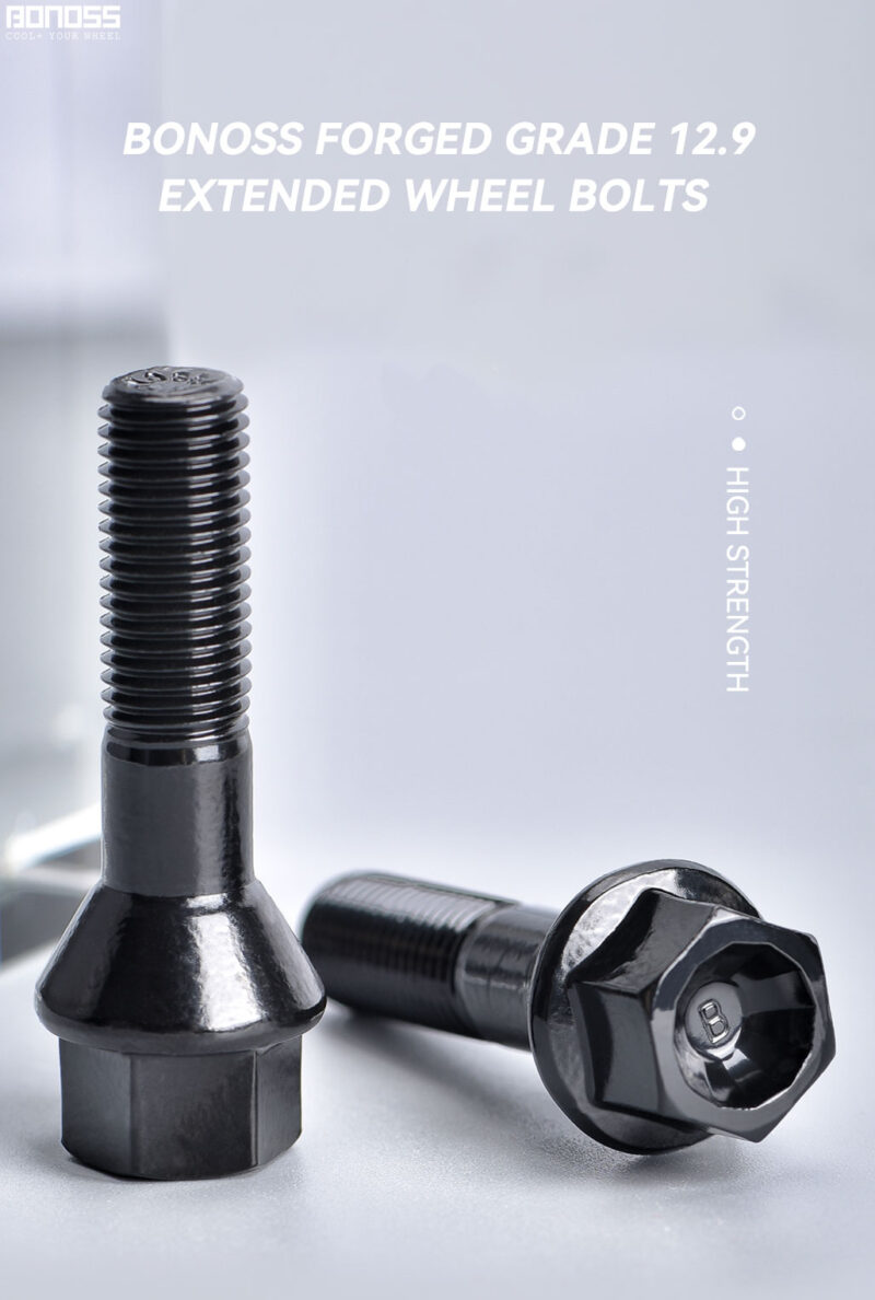 thumbnail image 2 of TWD Extra Long Black Wheel Bolts (M12x1.5) – Fits BMW 3 Series With Spacers, Rust-Resistant, Pack Of 1 2 of 5