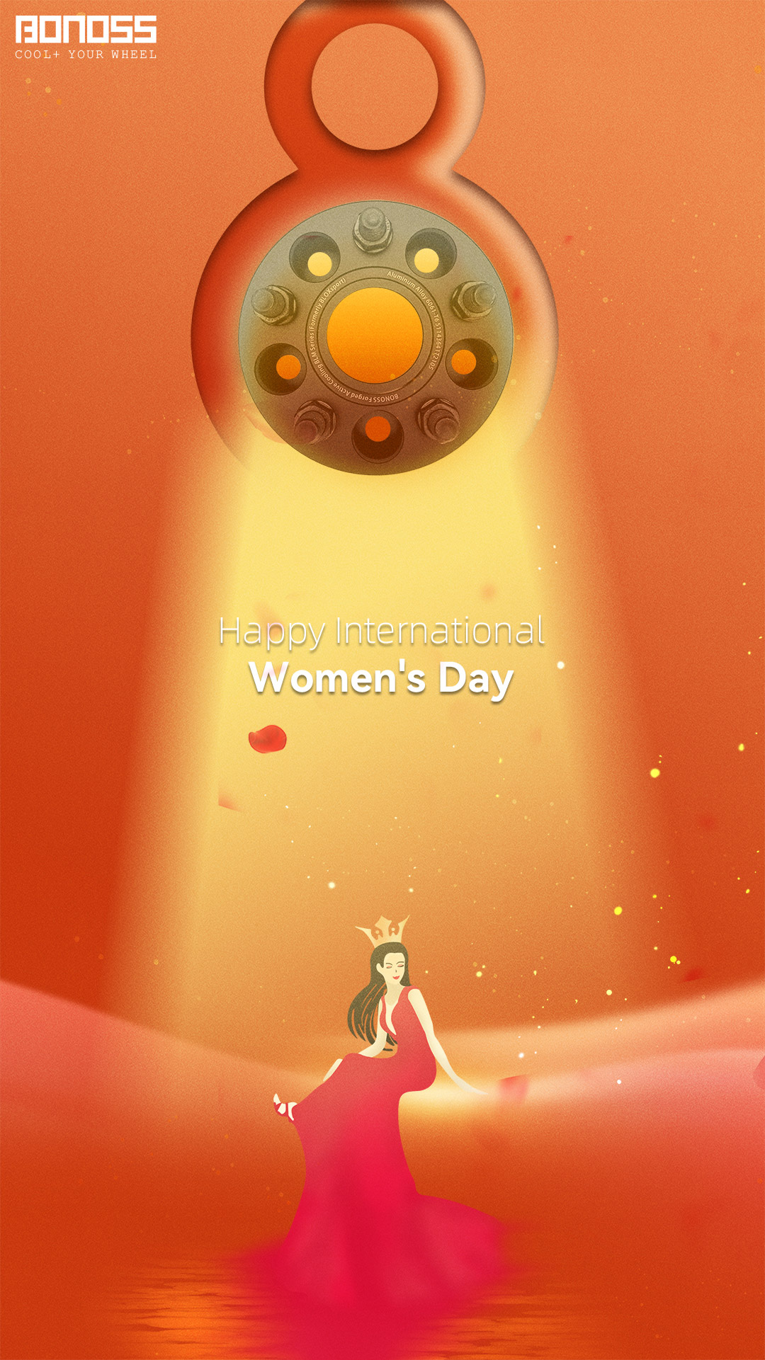 Happy 2024 International Women’s Day, Celebrate with BONOSS Forged Active Cooling Wheel Spacers Good for Your Cars CHZ