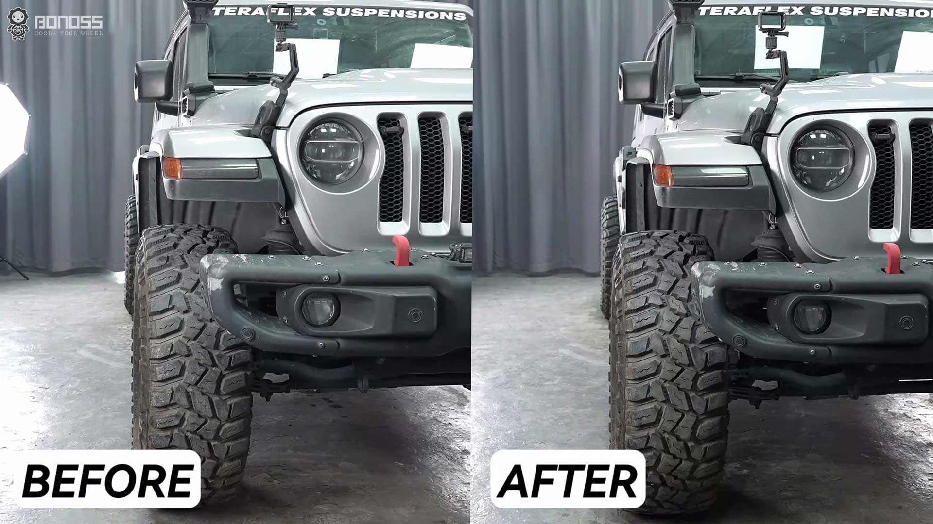 What Are Jeep Wrangler Wheel Spacers Torque Specs BONOSS Forged Active Cooling Adapters Hubcentric Spacers Before and After Example CHZ (2)