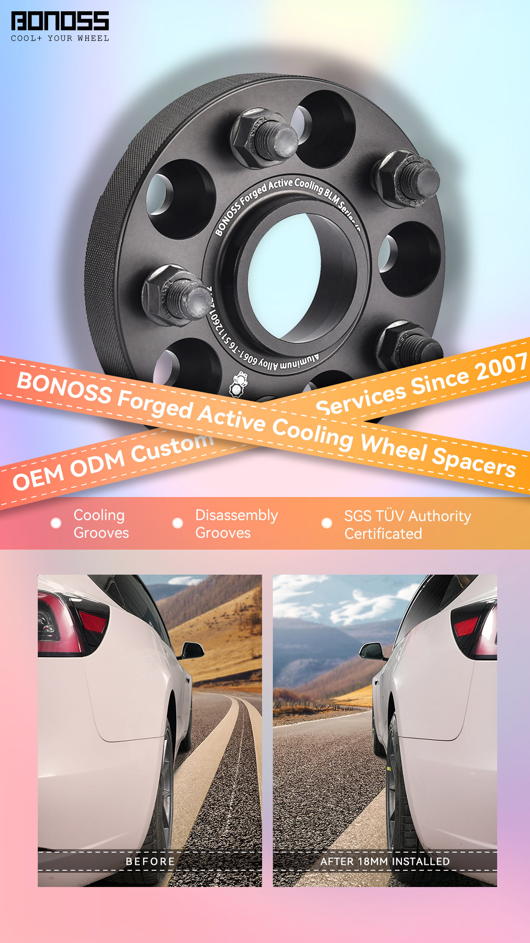 Best Tesla Wheel Spacers Before and After BONOSS Forged Active Cooling Adapters Hubcentric Spacers Pros Before and After Example