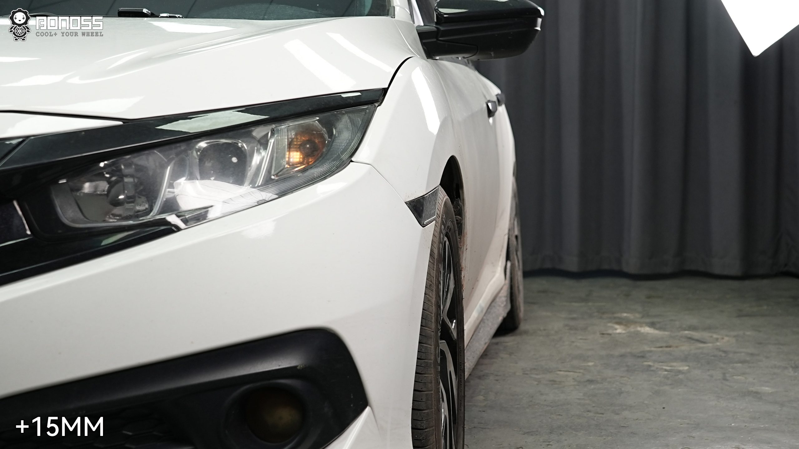 BONOSS Forged Active Cooling 2016 Honda Civic Wheel Spacers Front 15mm Rear 25mm Before and After (5)