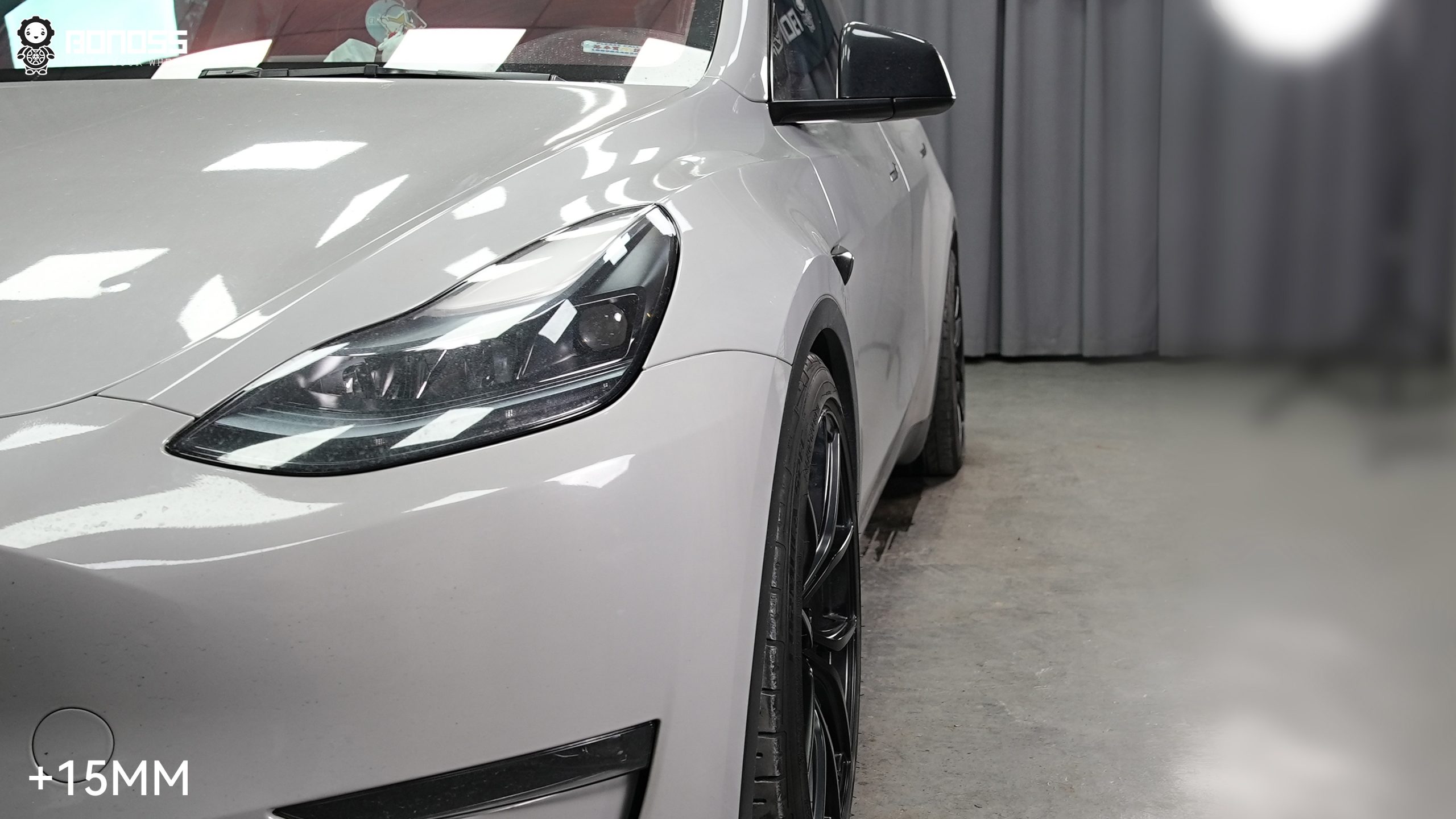 BONOSS Forged Active Cooling 2024 Tesla Model Y Wheel Spacers Front 15mm Rear 20mm Before and After (2)