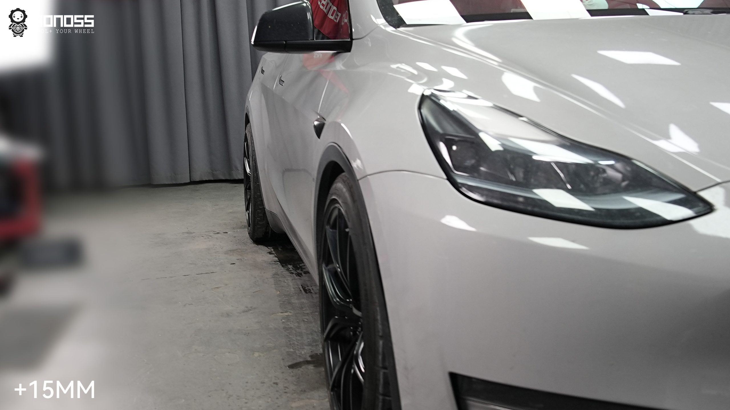 BONOSS Forged Active Cooling 2024 Tesla Model Y Wheel Spacers Front 15mm Rear 20mm Before and After (3)