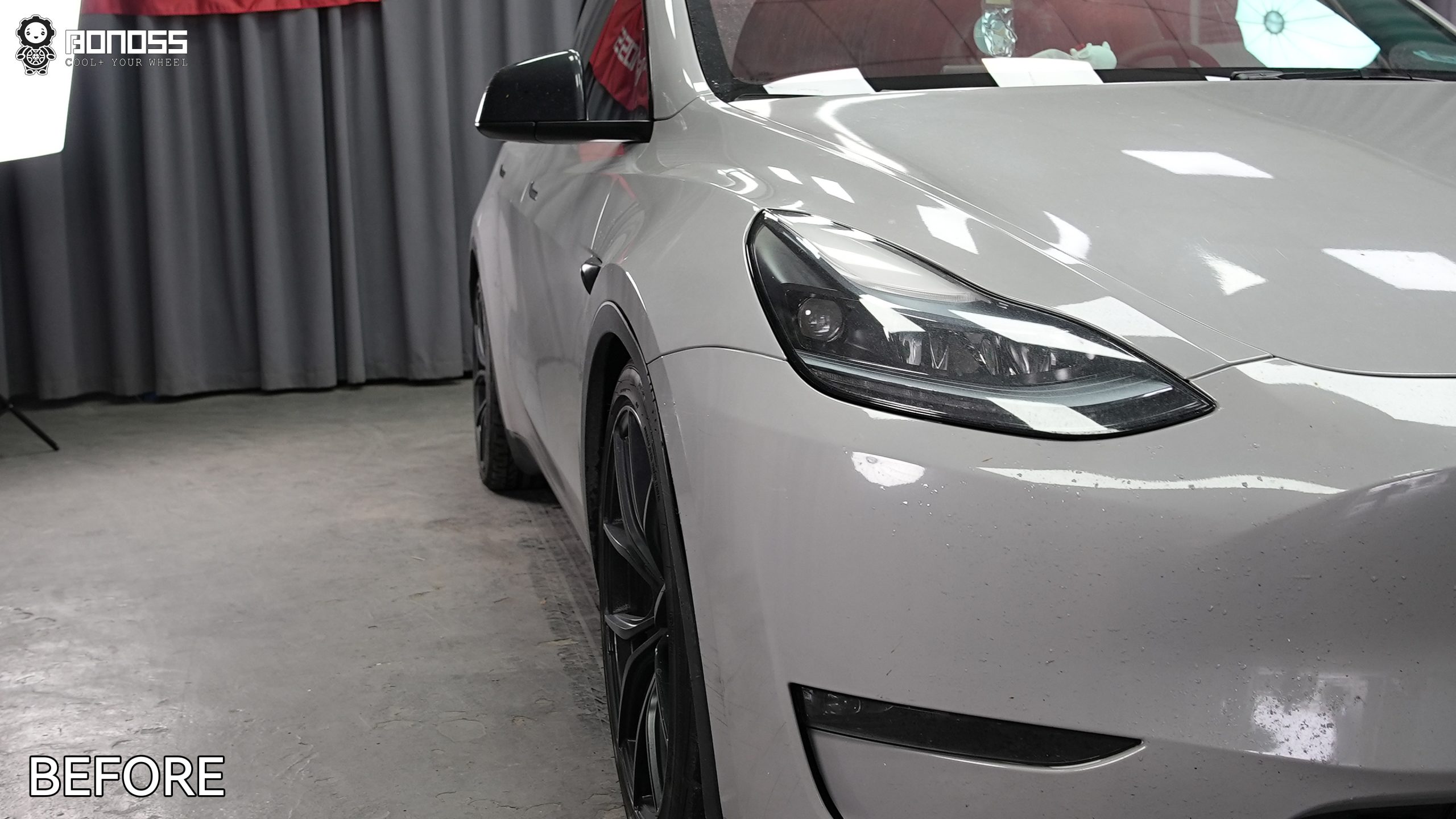 BONOSS Forged Active Cooling 2024 Tesla Model Y Wheel Spacers Front 15mm Rear 20mm Before and After (6)