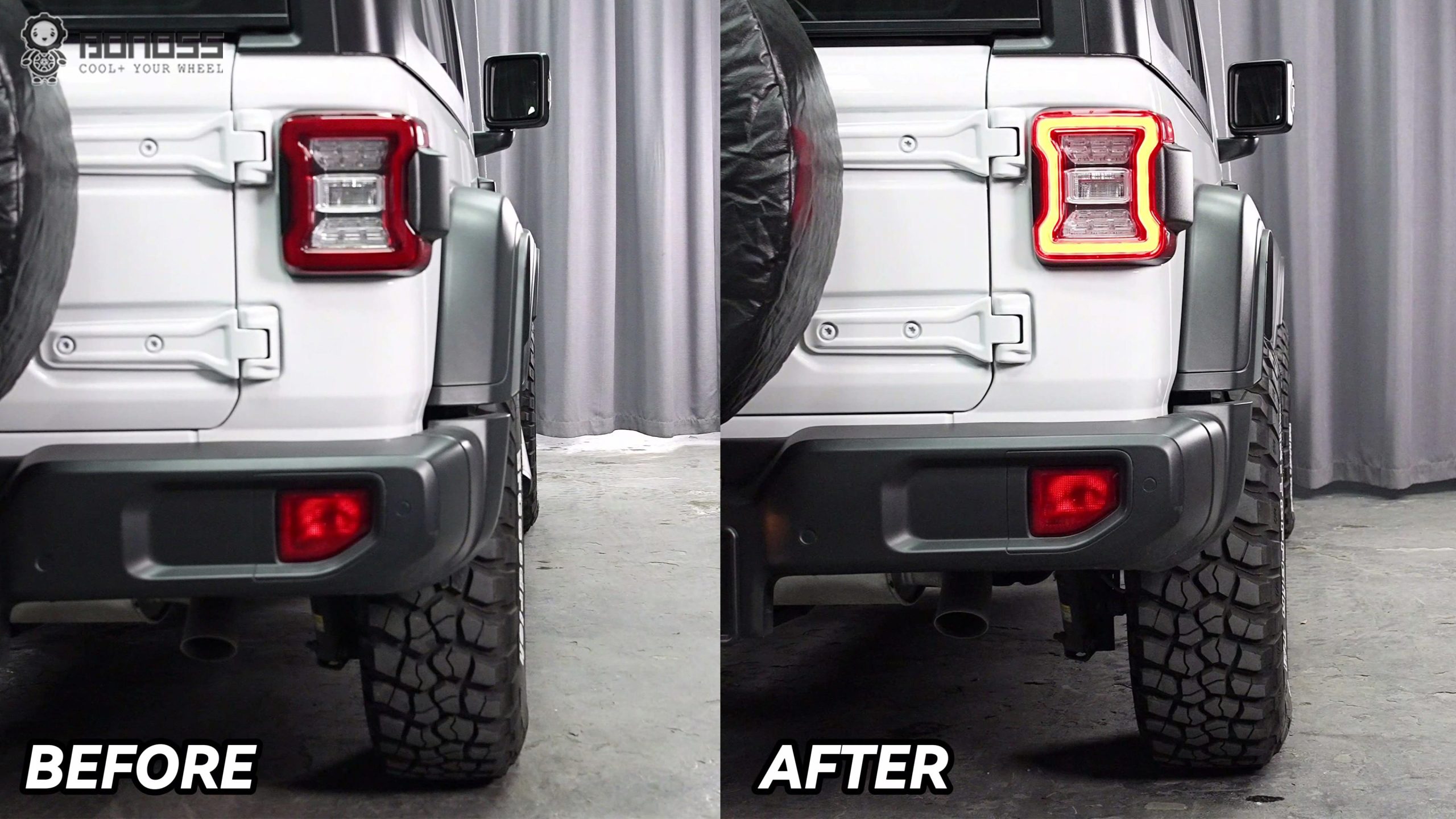 Perfect Sizes for Spacers on Jeep Wrangler (An Expert Buying Guide) BONOSS Forged Active Cooling Adapters Hubcentric Spacers Pros Before and After Example (1)