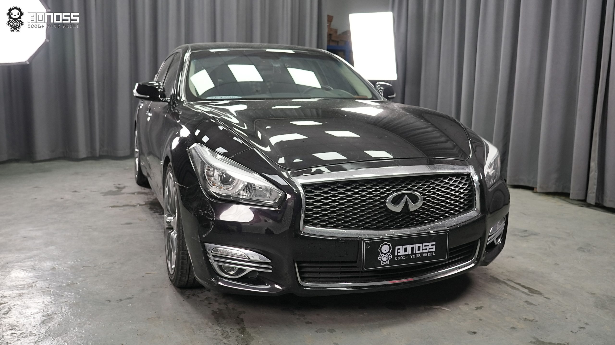 BONOSS Forged Active Cooling 2017 Infiniti QX70 Wheel Spacers Front 25mm Rear 25mm Before and After (1)