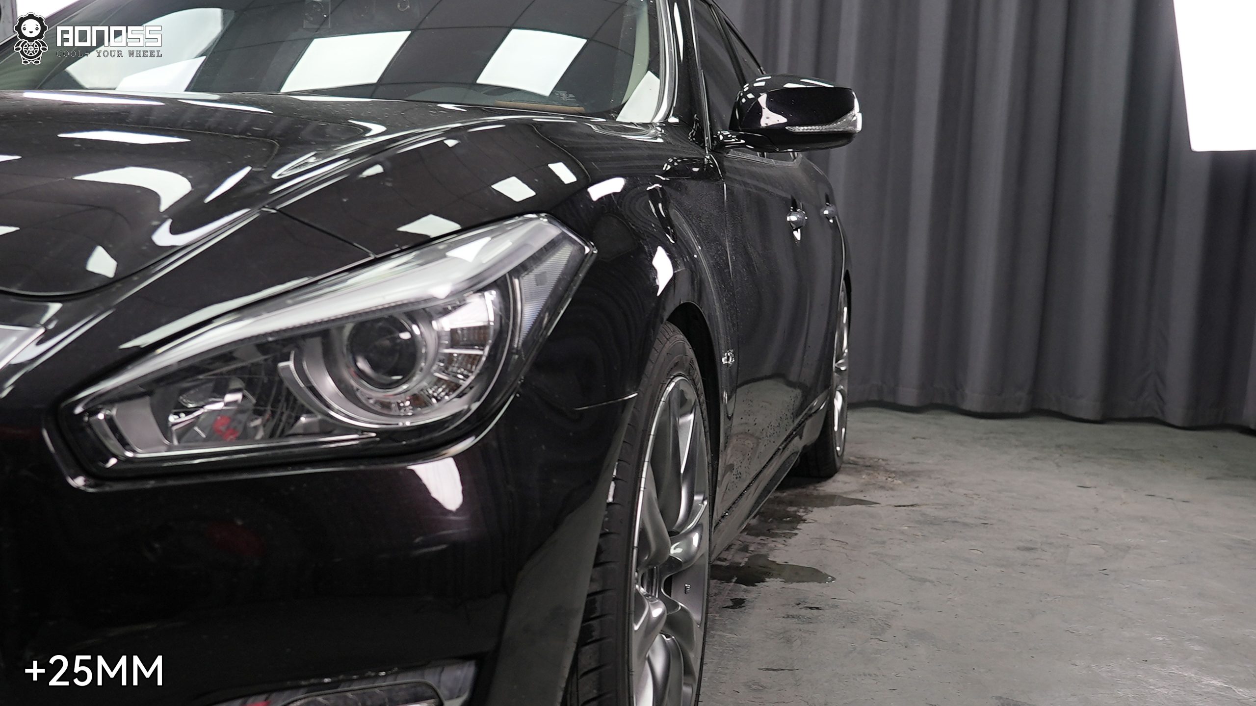 BONOSS Forged Active Cooling 2017 Infiniti QX70 Wheel Spacers Front 25mm Rear 25mm Before and After (2)