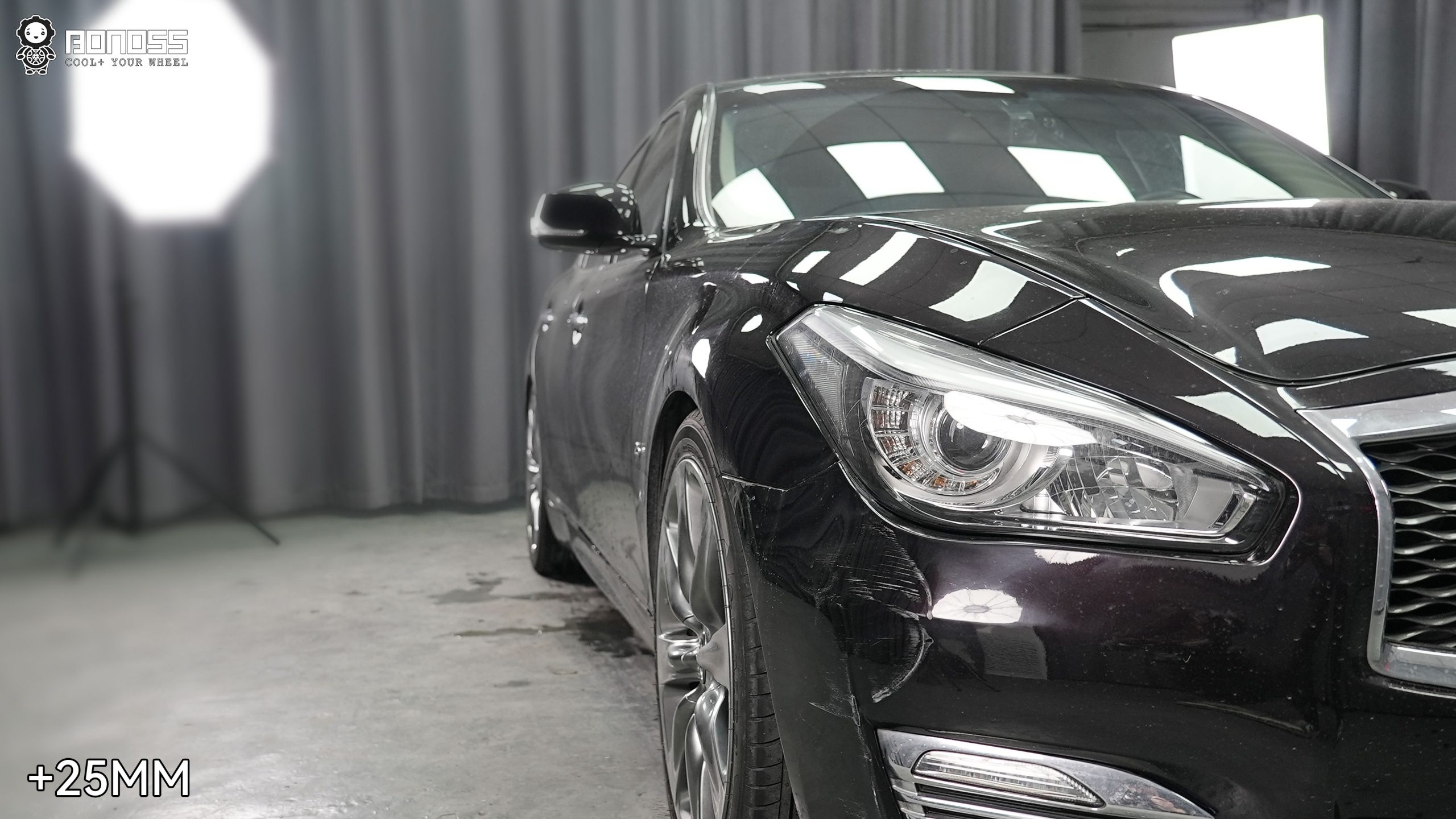 BONOSS Forged Active Cooling 2017 Infiniti QX70 Wheel Spacers Front 25mm Rear 25mm Before and After (3)