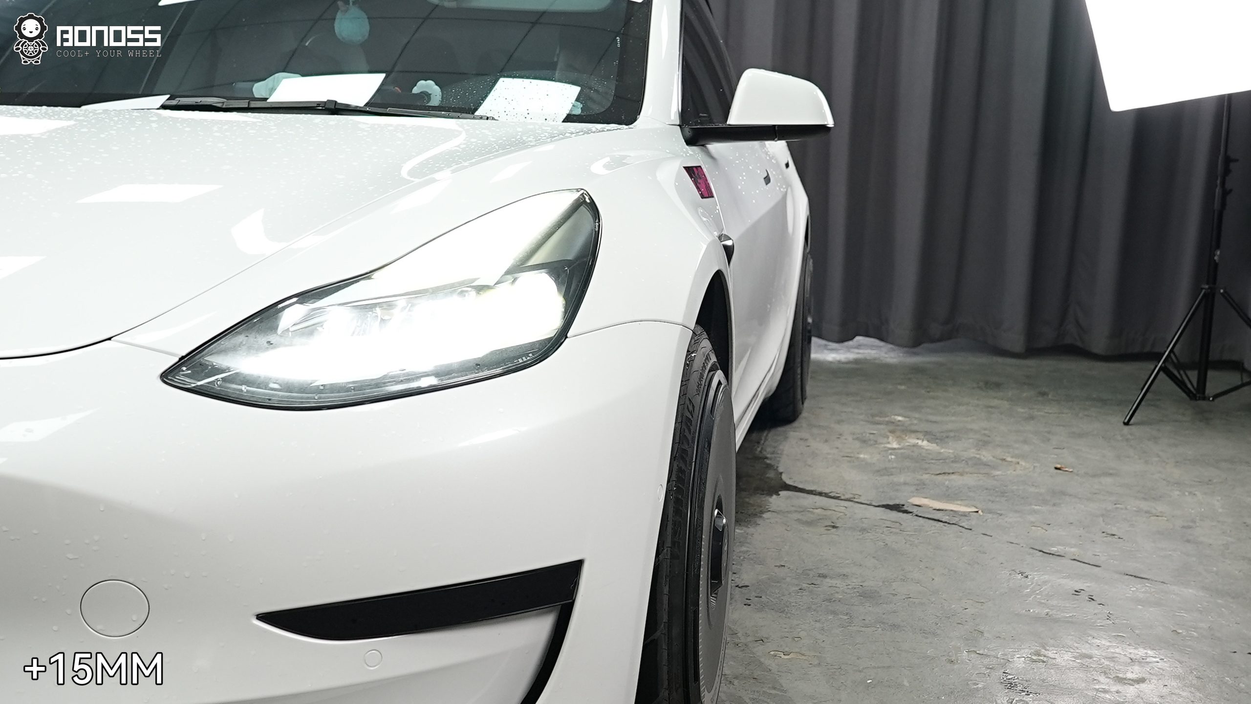 BONOSS Forged Active Cooling 2021 Tesla Model 3 Wheel Spacers Front 15mm Rear 25mm Before and After (3)