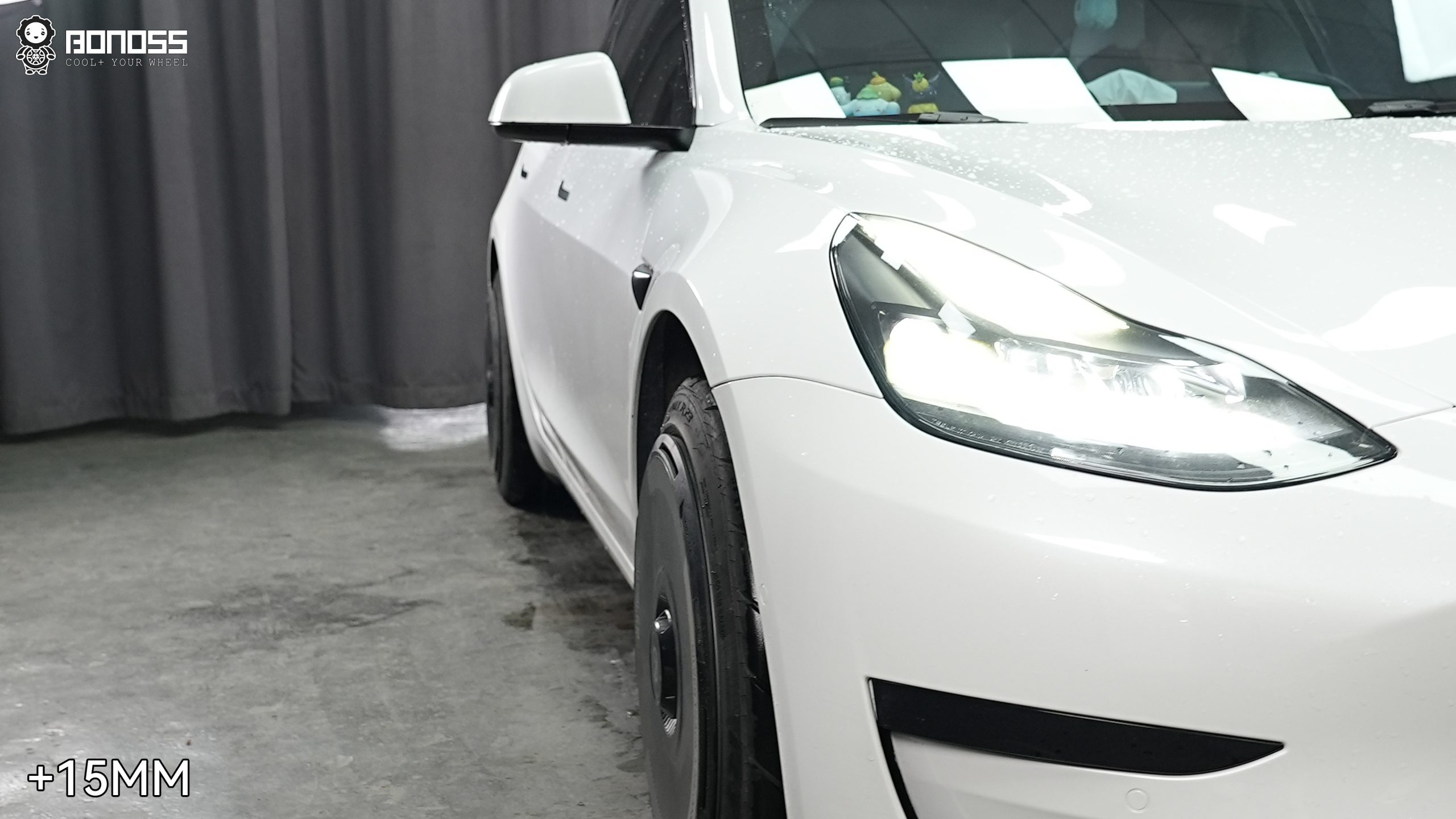 BONOSS Forged Active Cooling 2021 Tesla Model 3 Wheel Spacers Front 15mm Rear 25mm Before and After (4)