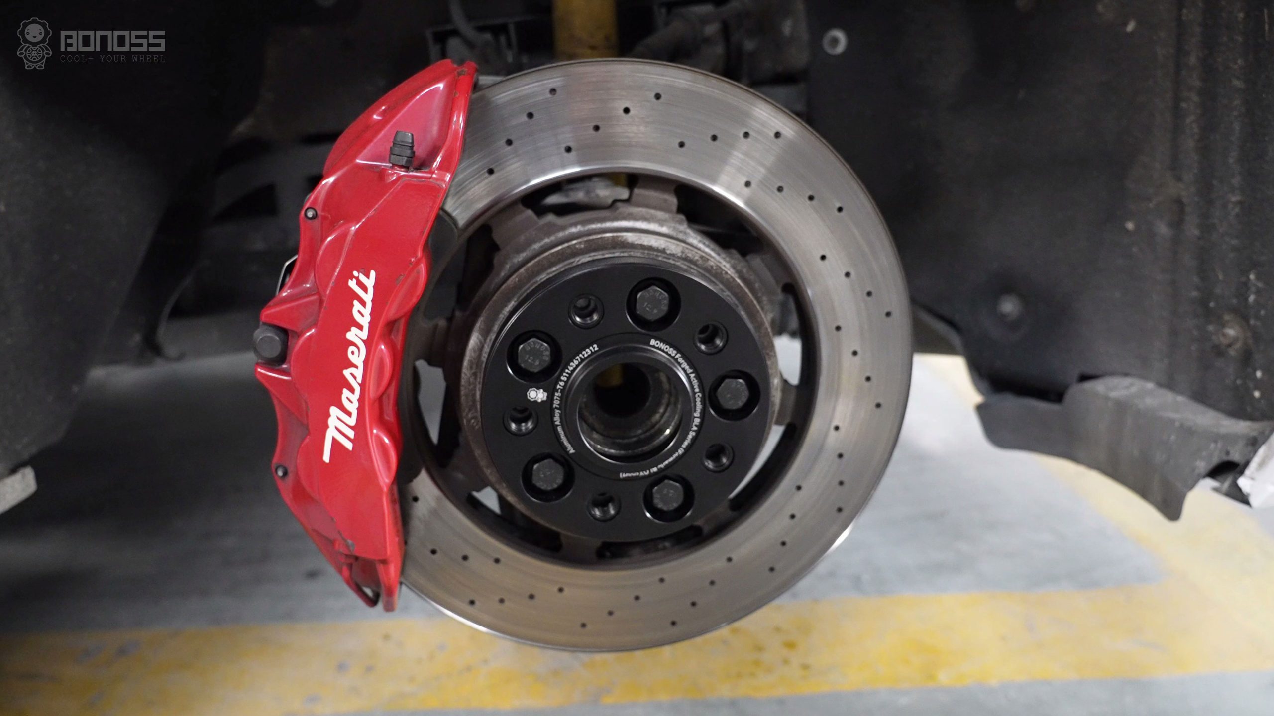 Maserati Granturismo Wheel Spacers Tested for Performance BONOSS Forged Active Cooling Adapters Hubcentric Spacers Pros Before and After Example (2)