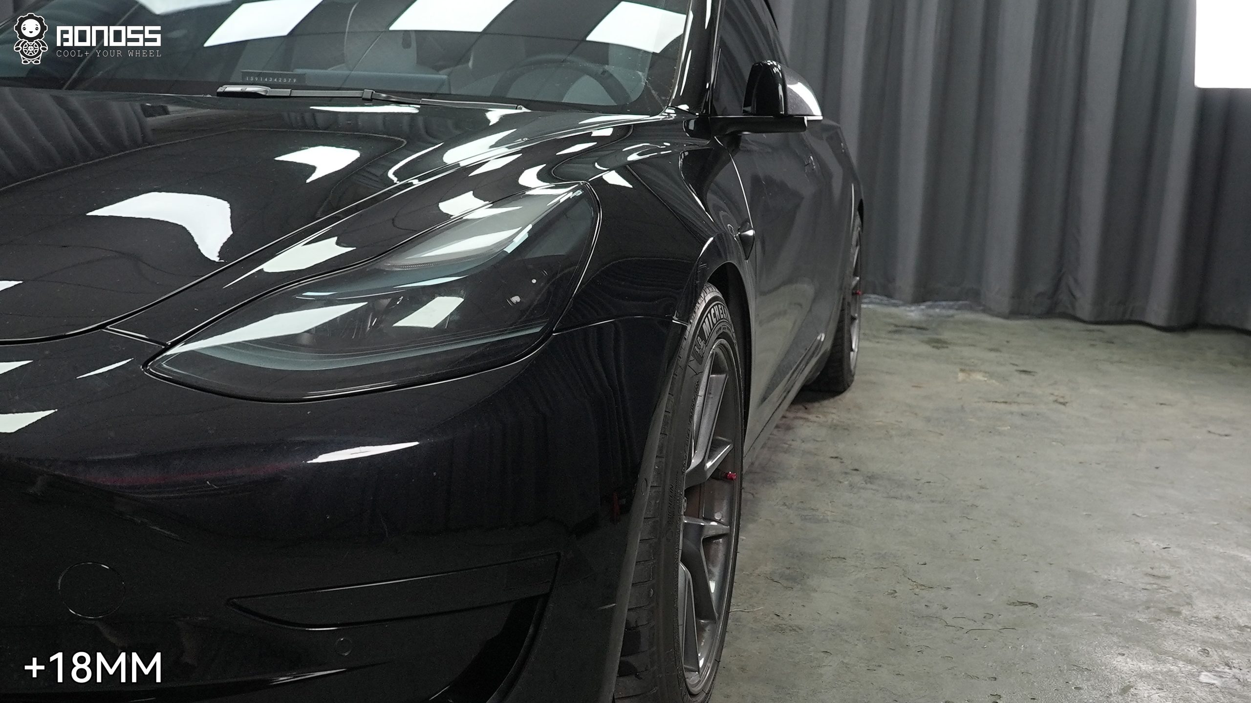 BONOSS Forged Active Cooling 2022 Tesla Model 3 Wheel Spacers Front 18mm Rear 25mm Before and After (3)