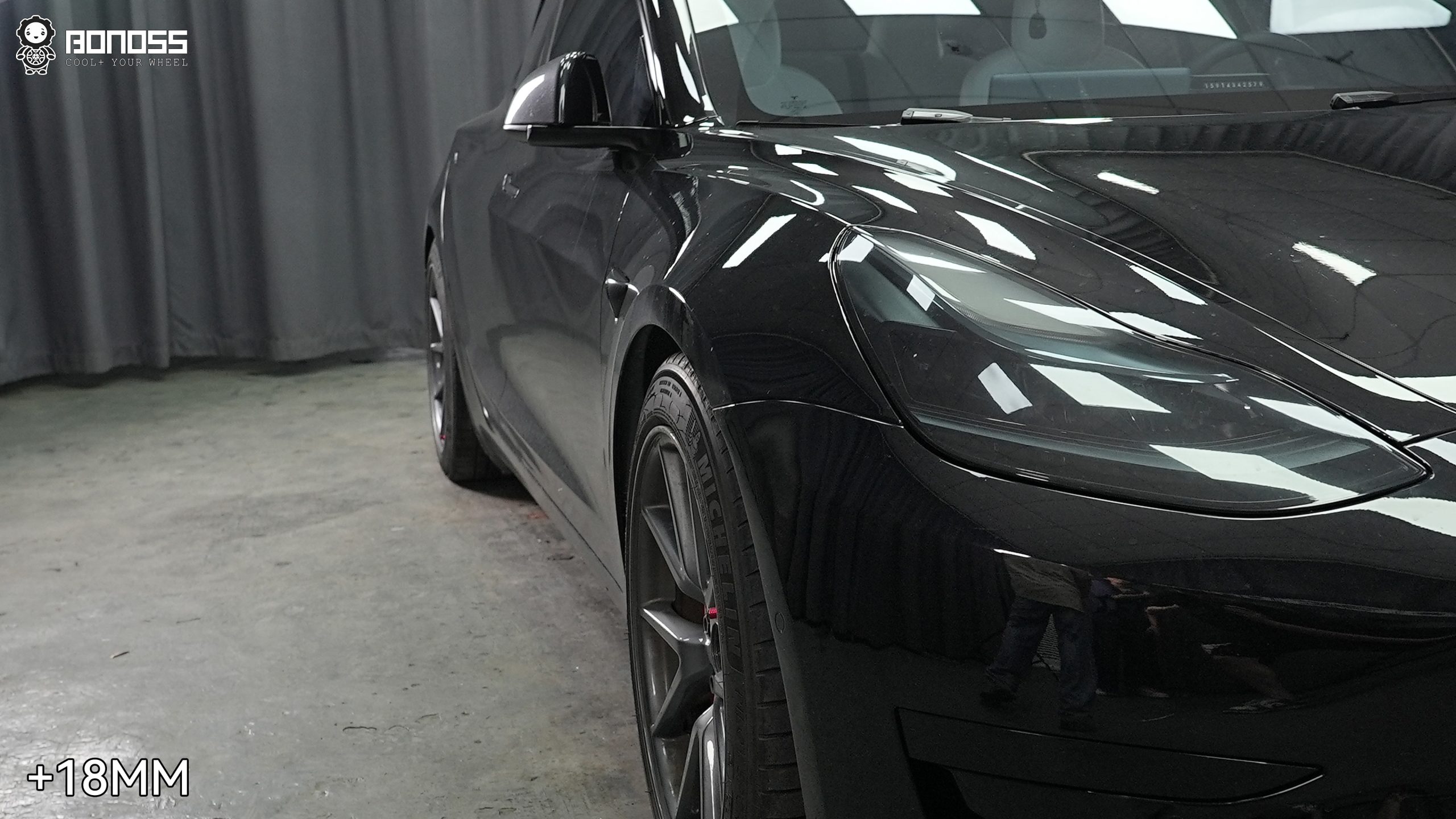 BONOSS Forged Active Cooling 2022 Tesla Model 3 Wheel Spacers Front 18mm Rear 25mm Before and After (4)