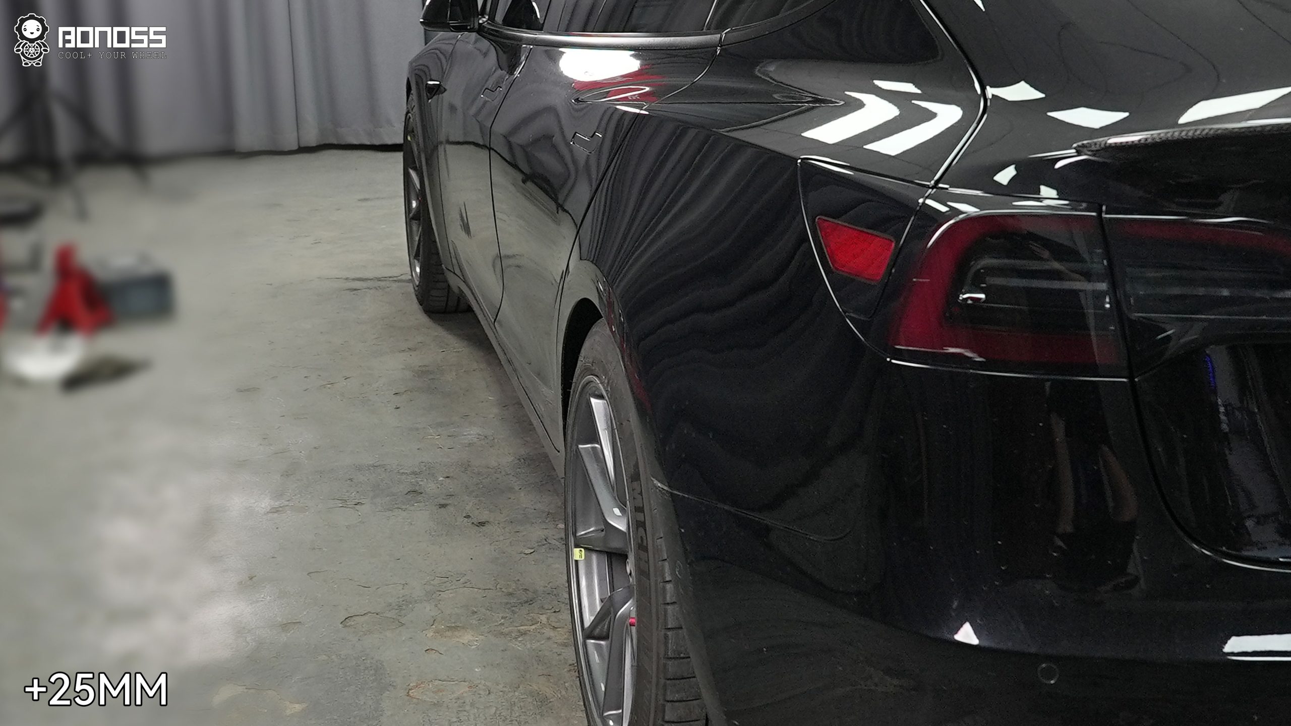 BONOSS Forged Active Cooling 2022 Tesla Model 3 Wheel Spacers Front 18mm Rear 25mm Before and After (5)