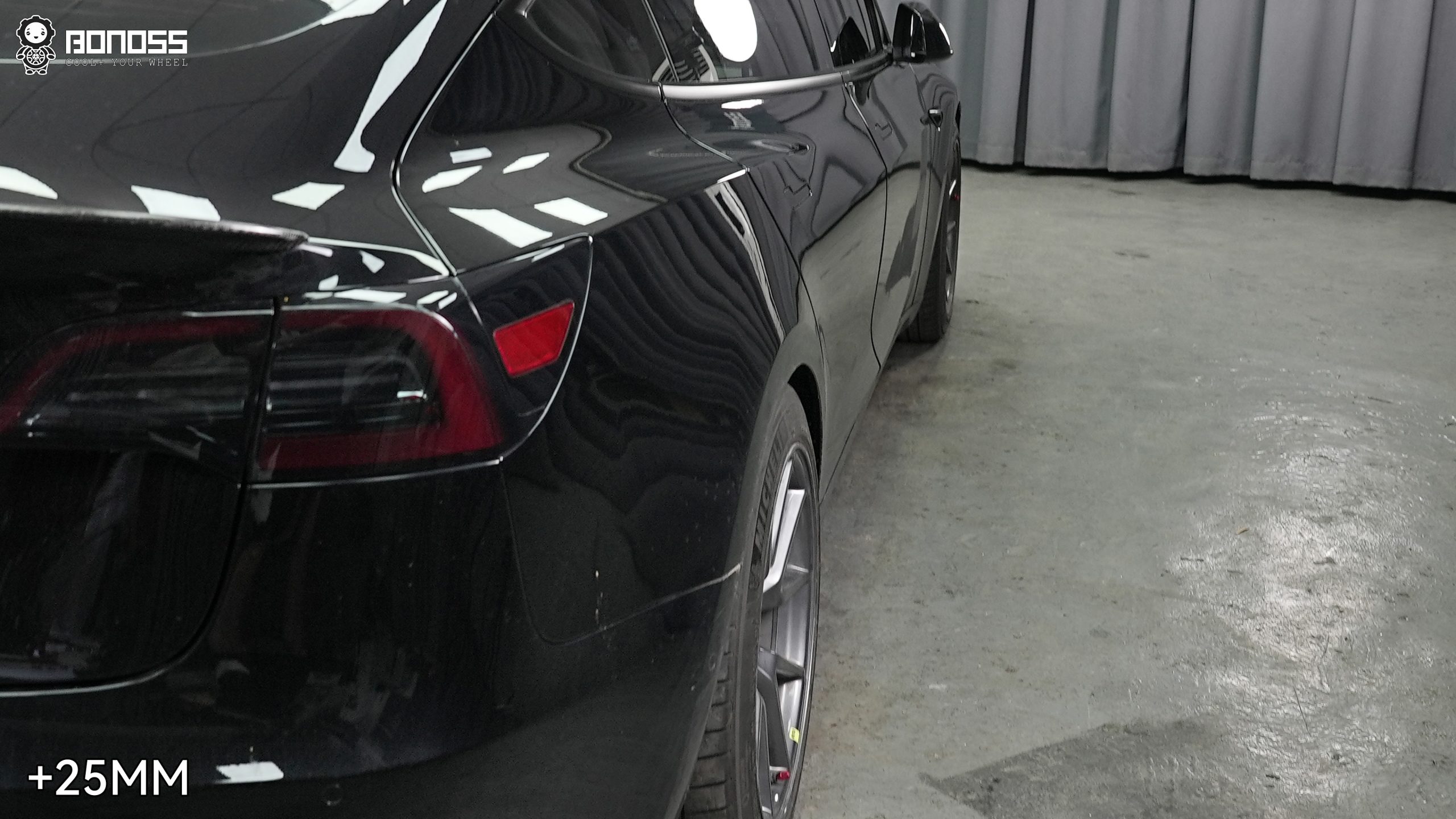 BONOSS Forged Active Cooling 2022 Tesla Model 3 Wheel Spacers Front 18mm Rear 25mm Before and After (6)