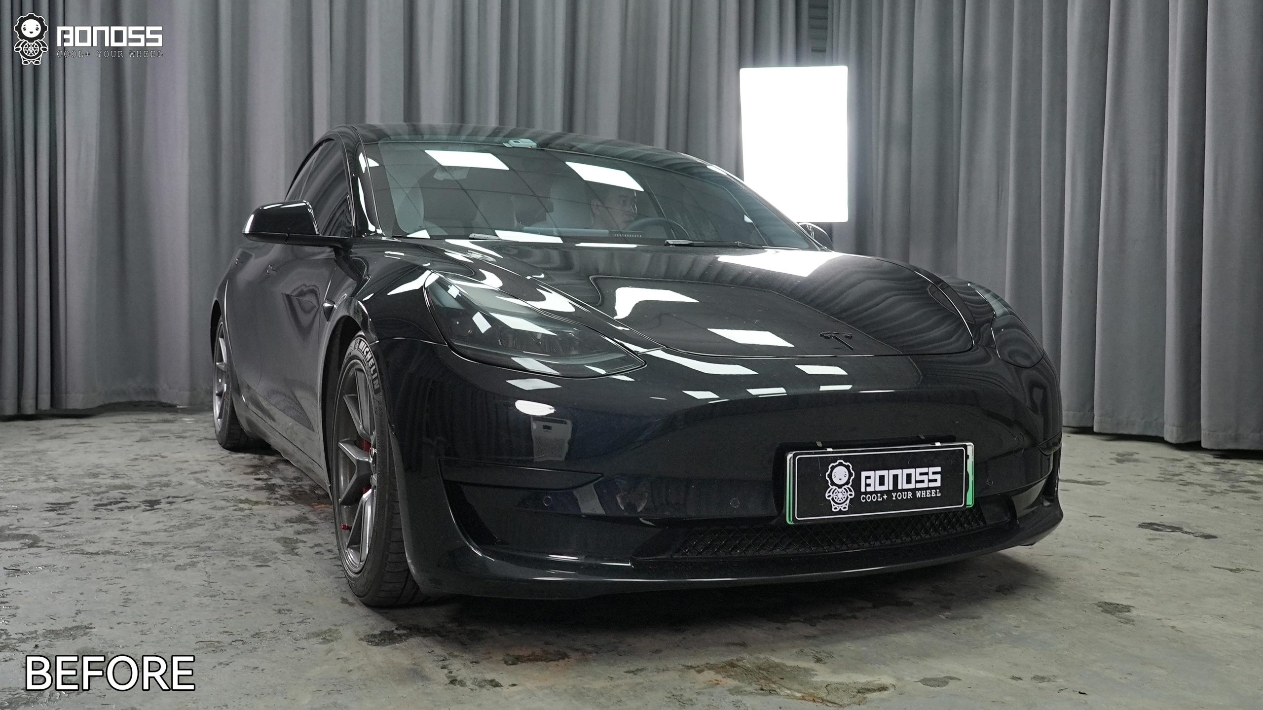 BONOSS Forged Active Cooling 2022 Tesla Model 3 Wheel Spacers Front 18mm Rear 25mm Before and After (7)