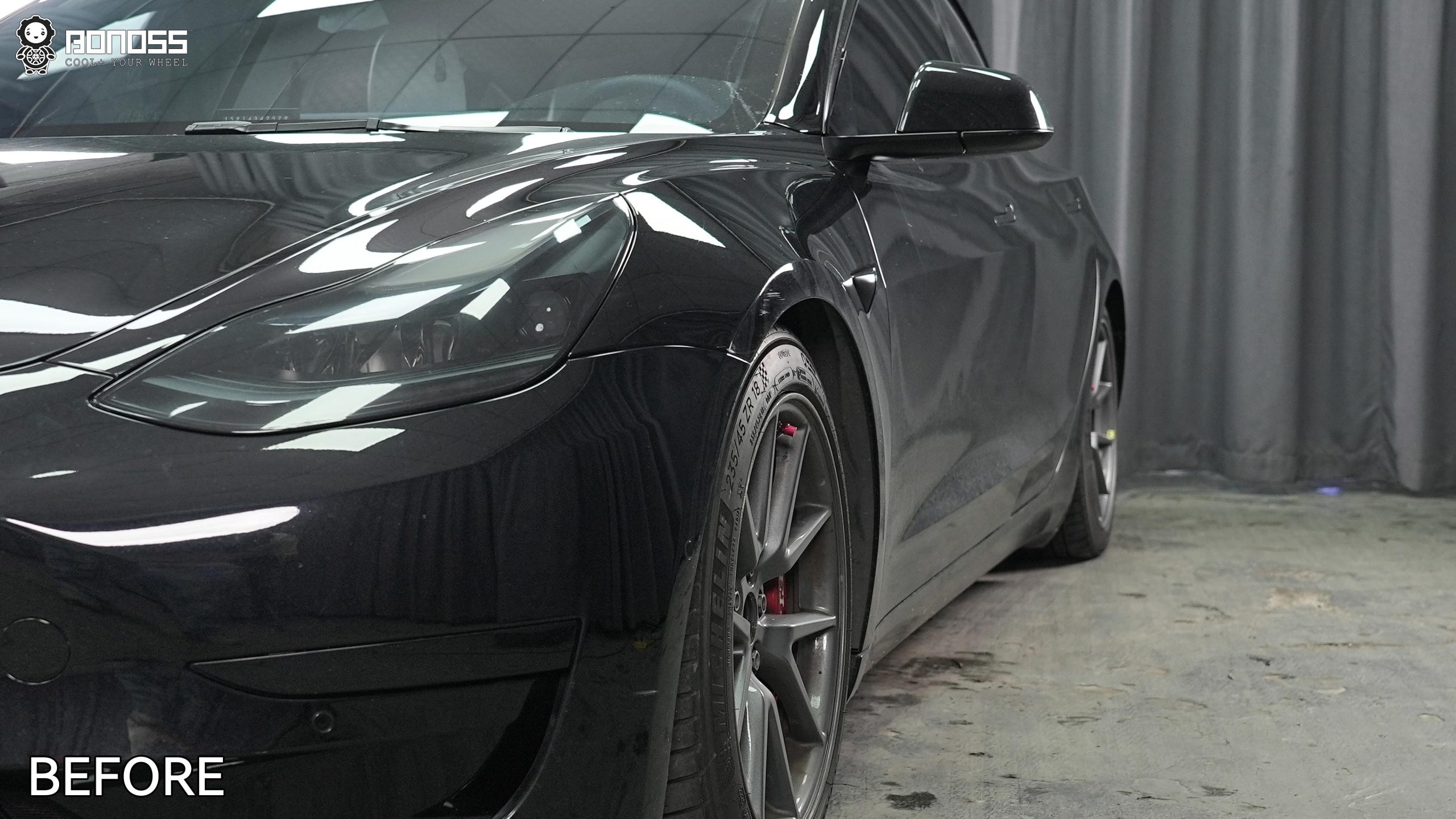 BONOSS Forged Active Cooling 2022 Tesla Model 3 Wheel Spacers Front 18mm Rear 25mm Before and After (8)