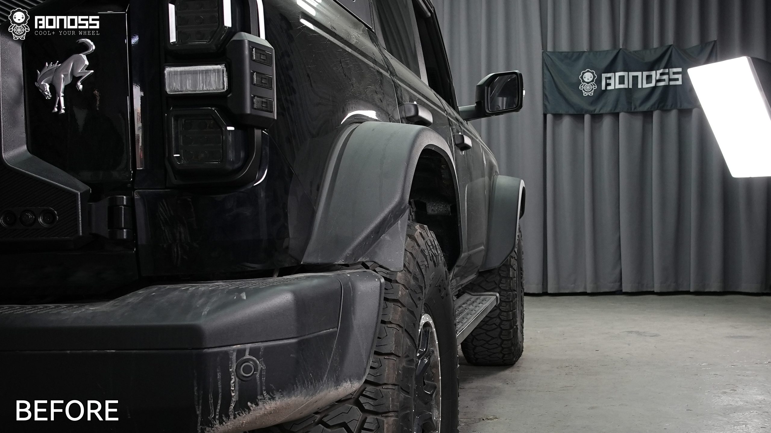 BONOSS Forged Active Cooling 2024 Ford Bronco Wheel Spacers Front 35mm Rear 35mm Before and After (11)