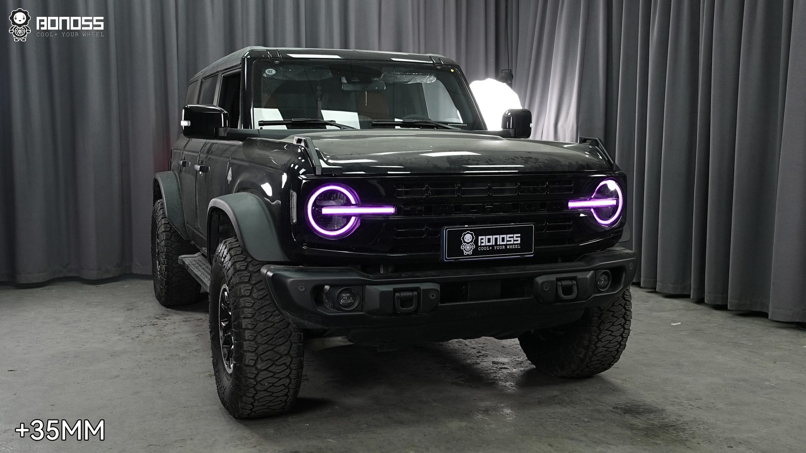 BONOSS Forged Active Cooling 2024 Ford Bronco Wheel Spacers Front 35mm Rear 35mm Before and After (2)