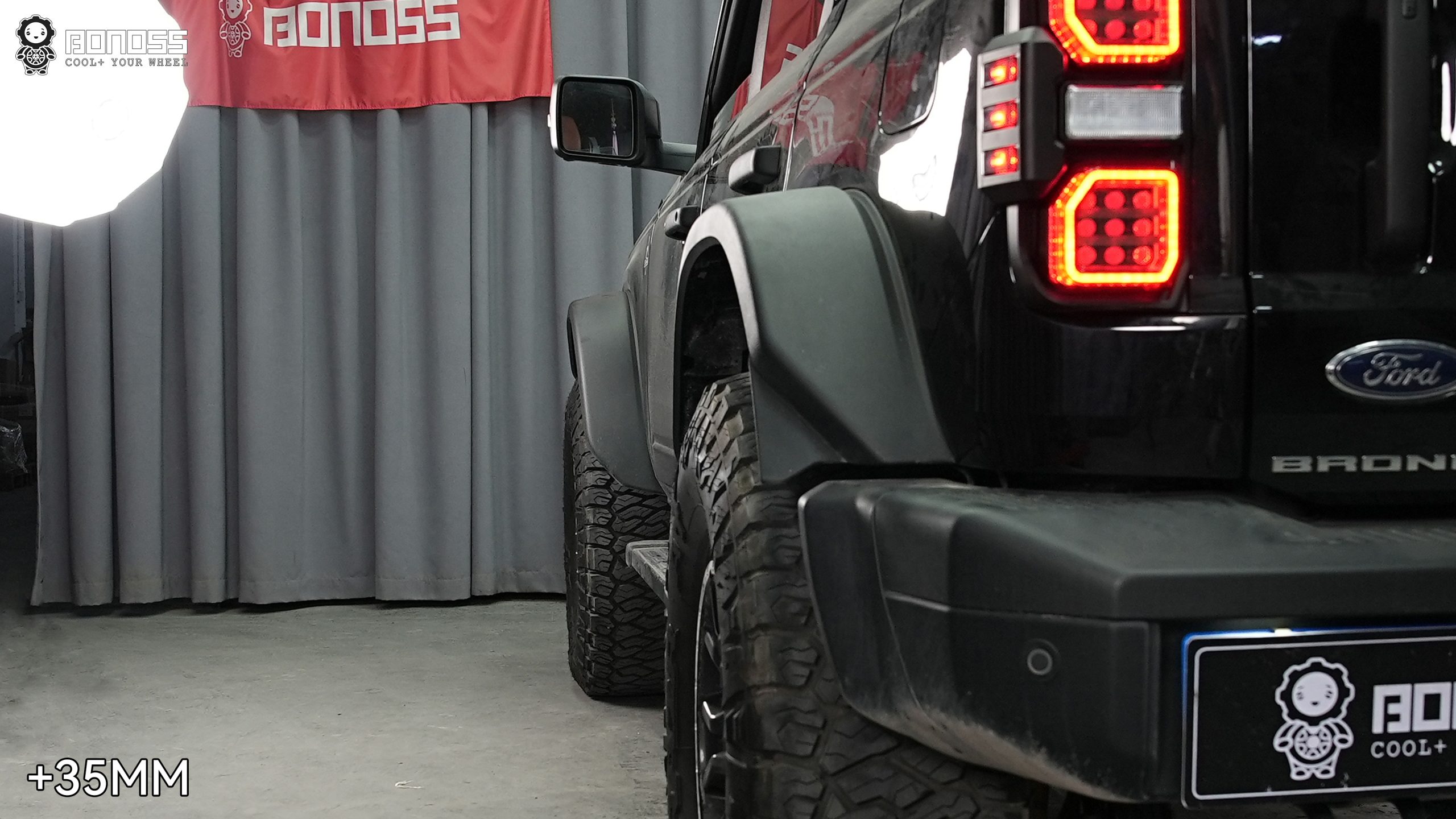 BONOSS Forged Active Cooling 2024 Ford Bronco Wheel Spacers Front 35mm Rear 35mm Before and After (5)