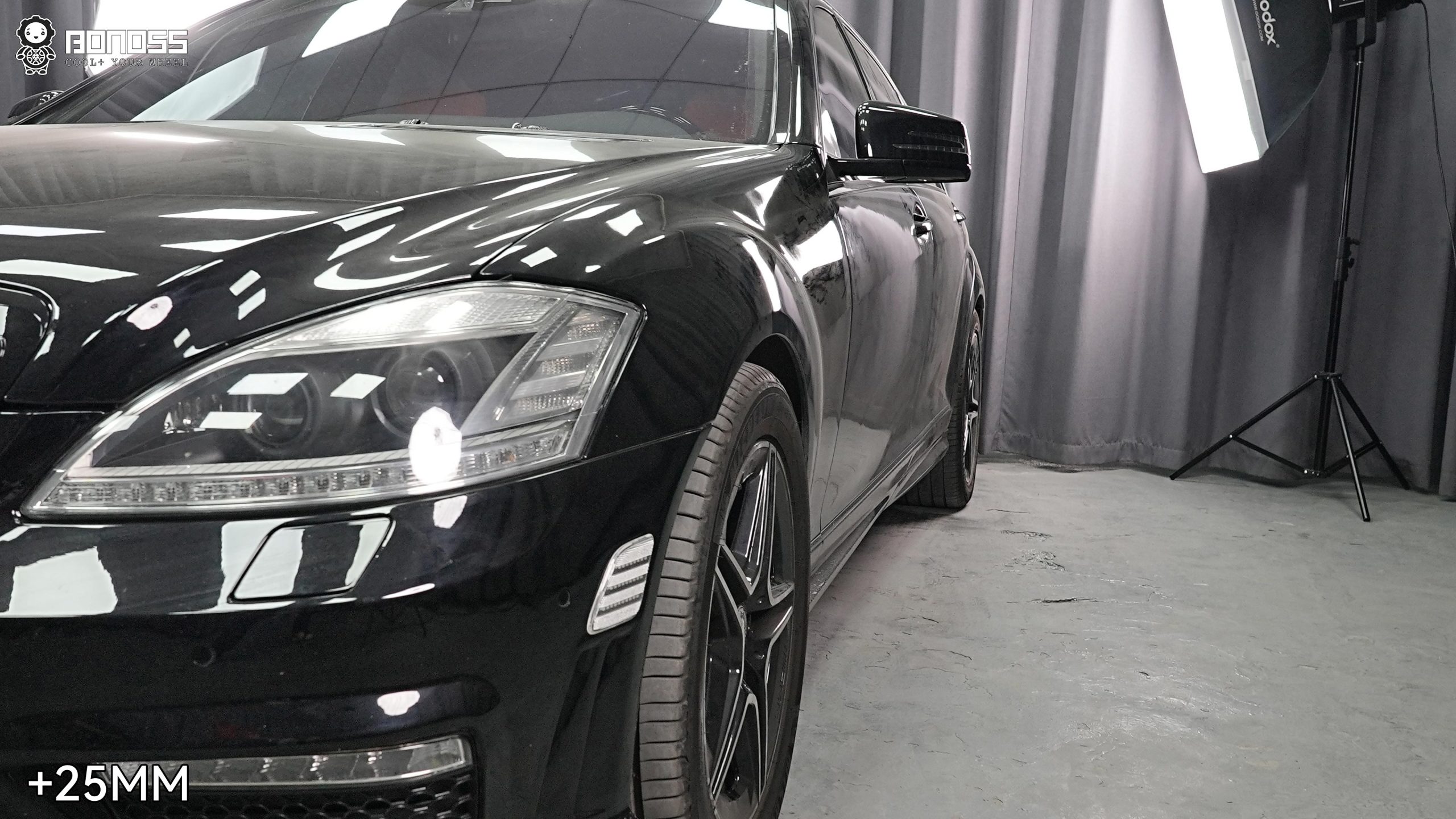 BONOSS Forged Active Cooling 2010 Mercedes-Benz S-Class Wheel Spacers Front 25mm Rear 30mm Before and After (3)