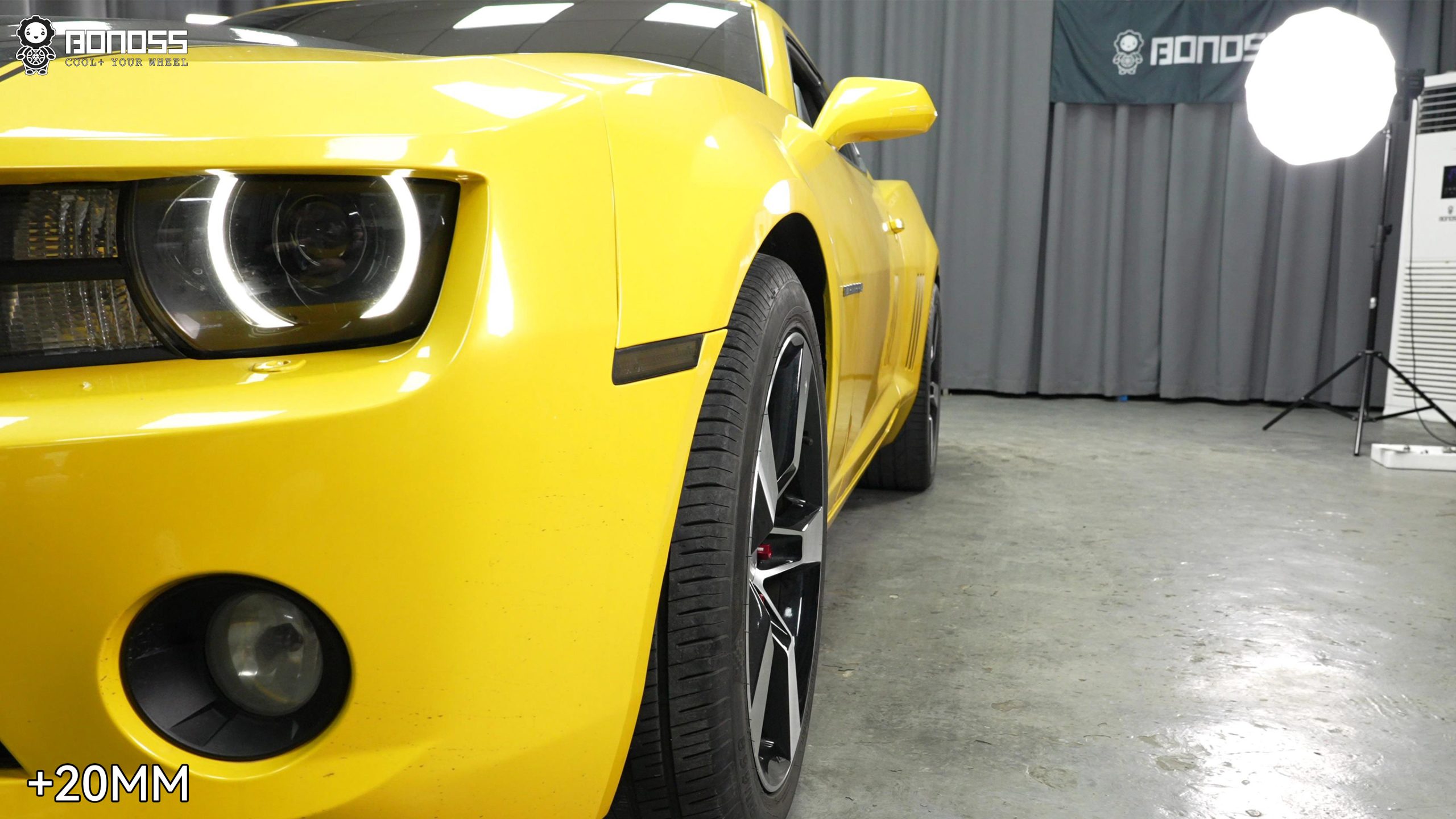 BONOSS Forged Active Cooling 2012 Chevrolet Camaro Wheel Spacers Front 20mm Rear 20mm Before and After (3)