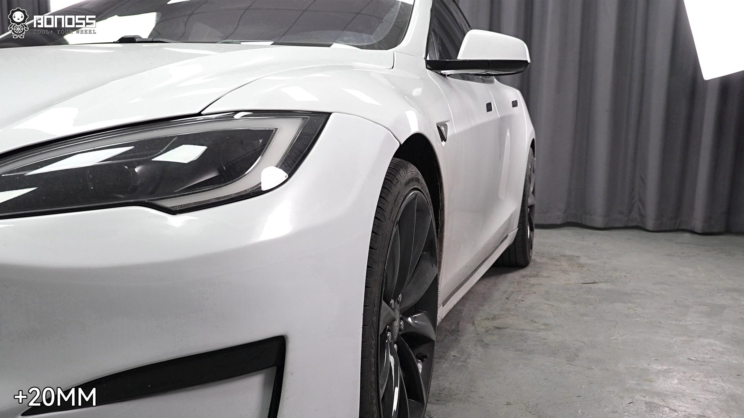 BONOSS Forged Active Cooling 2014 Tesla Model S Wheel Spacers Front 20mm Rear 30mm Before and After (3)