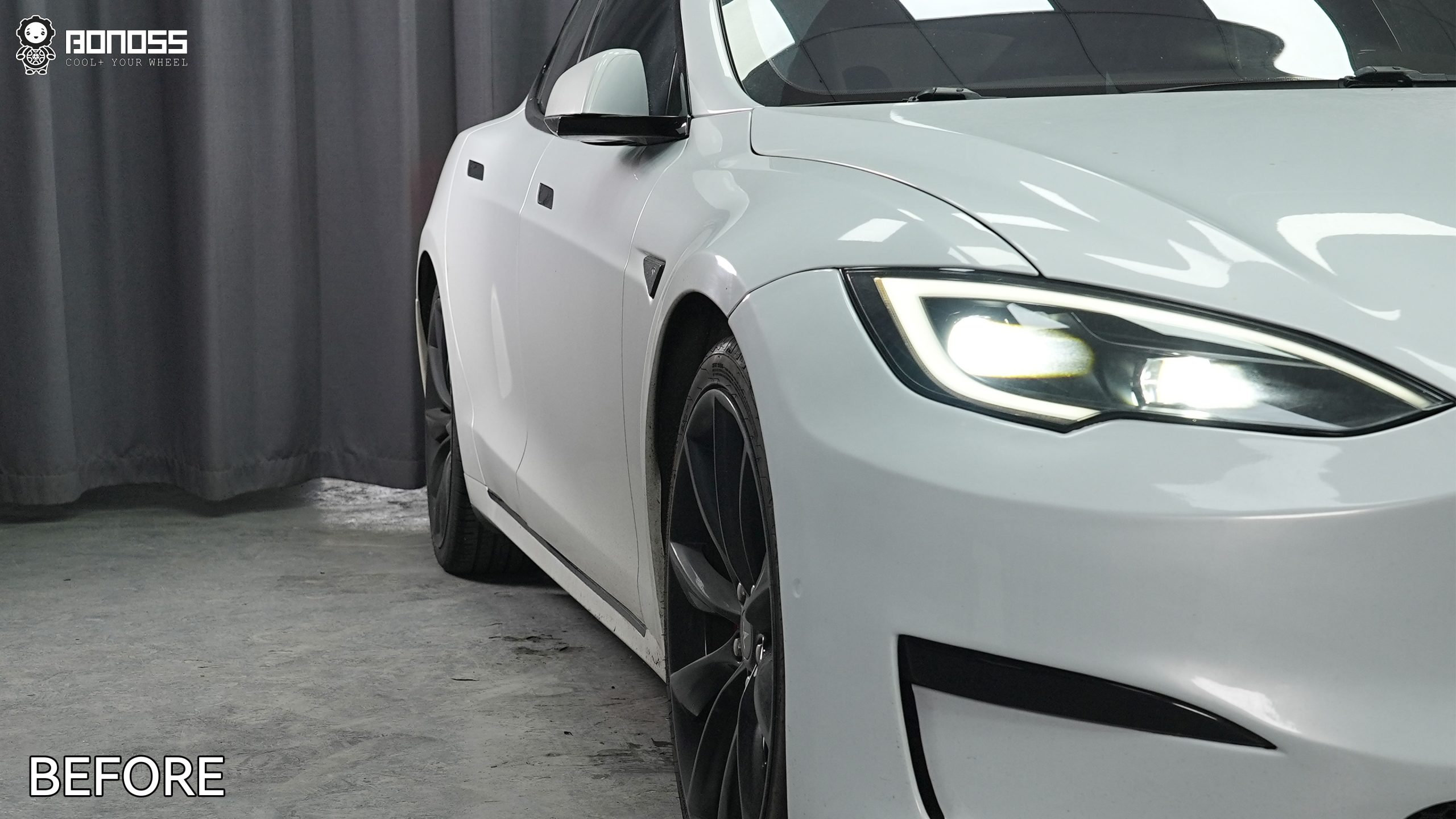 BONOSS Forged Active Cooling 2014 Tesla Model S Wheel Spacers Front 20mm Rear 30mm Before and After (9)