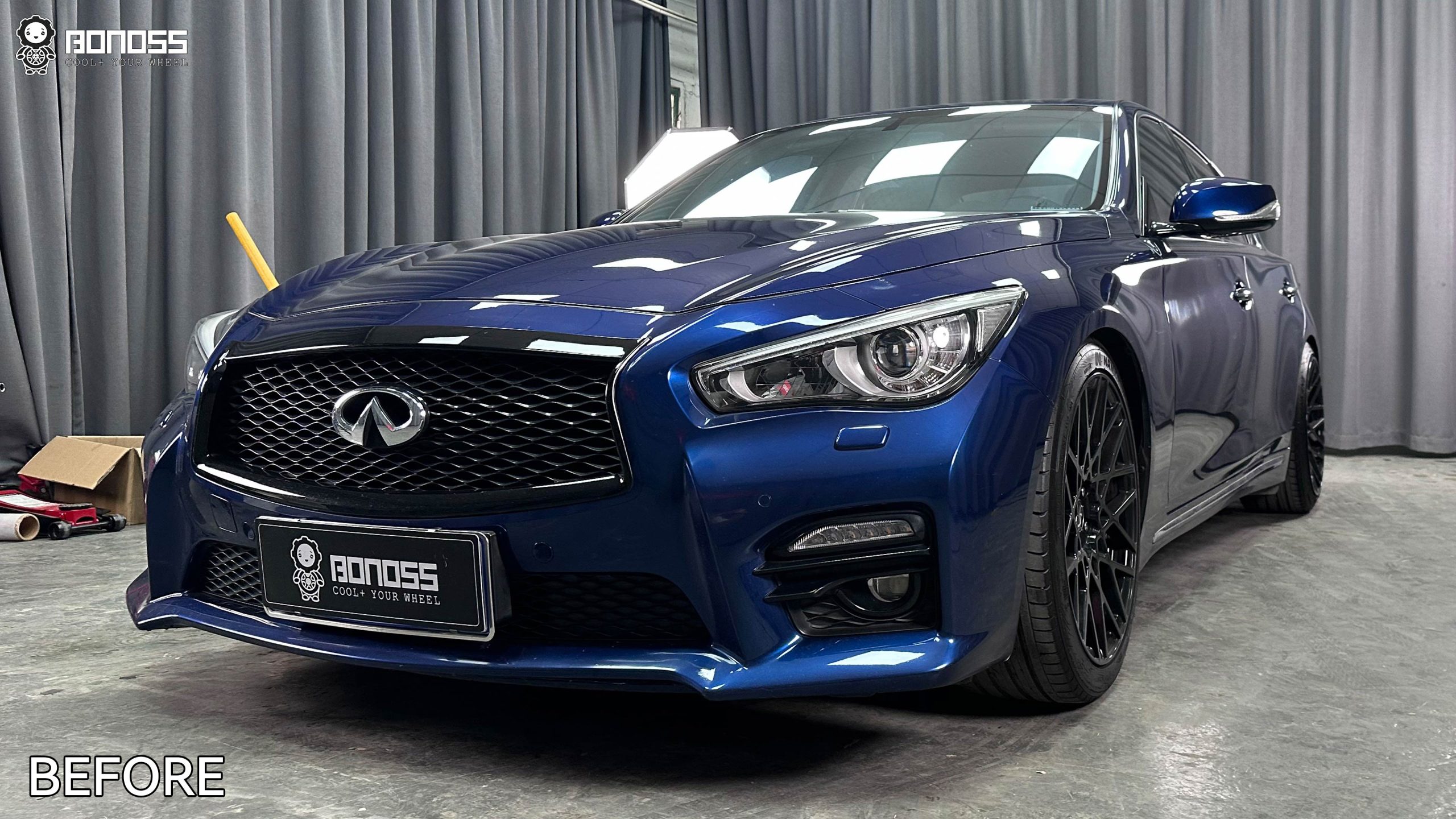 BONOSS Forged Active Cooling 2016 Infiniti Q50 Wheel Spacers Front 15mm Before and After (5)