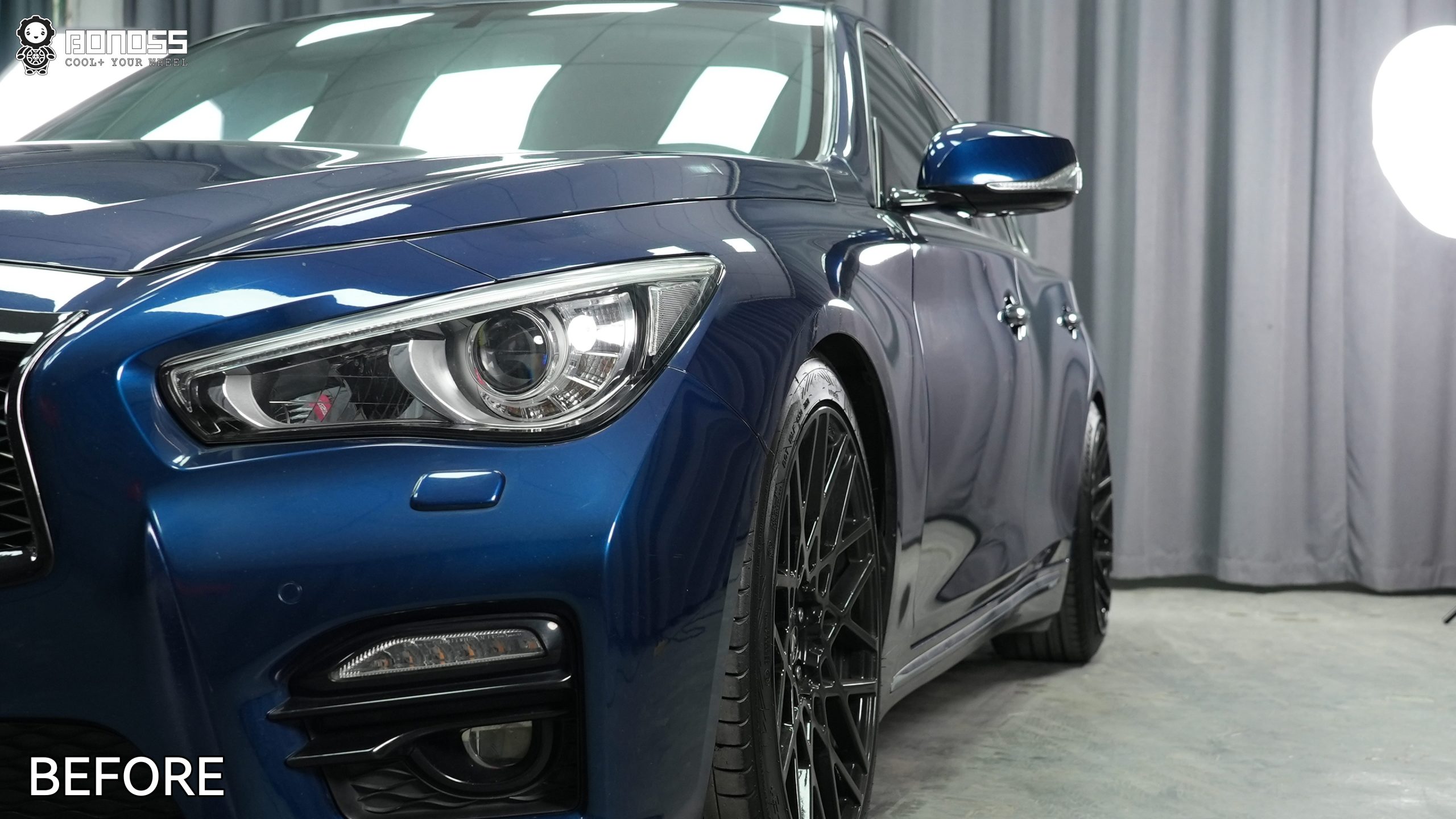 BONOSS Forged Active Cooling 2016 Infiniti Q50 Wheel Spacers Front 15mm Before and After (6)