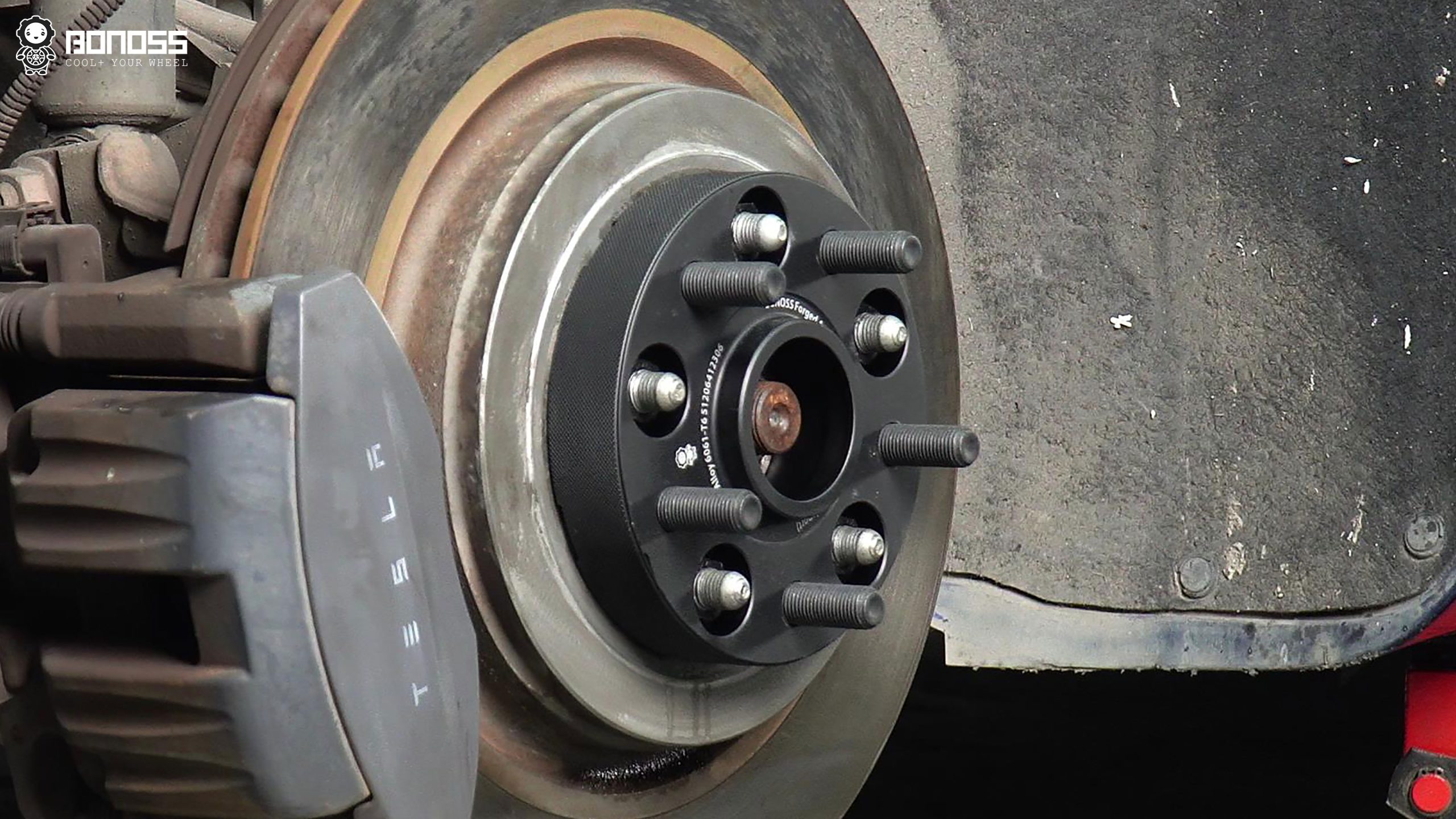 BONOSS Forged Active Cooling 2016 Tesla Model S Wheel Spacers Front 20mm Rear 30mm Before and After (14)