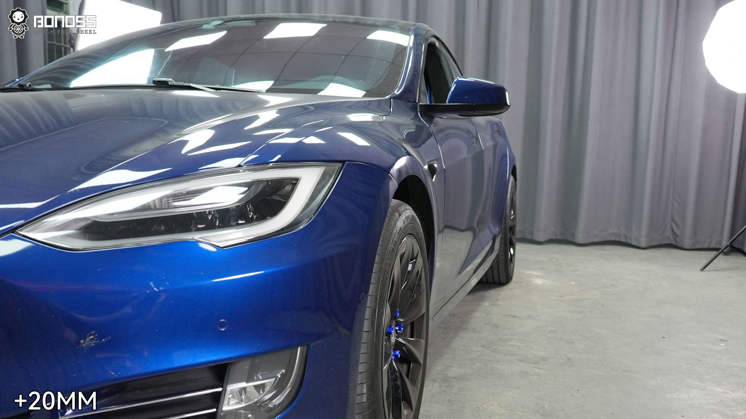 BONOSS Forged Active Cooling 2016 Tesla Model S Wheel Spacers Front 20mm Rear 30mm Before and After (3)