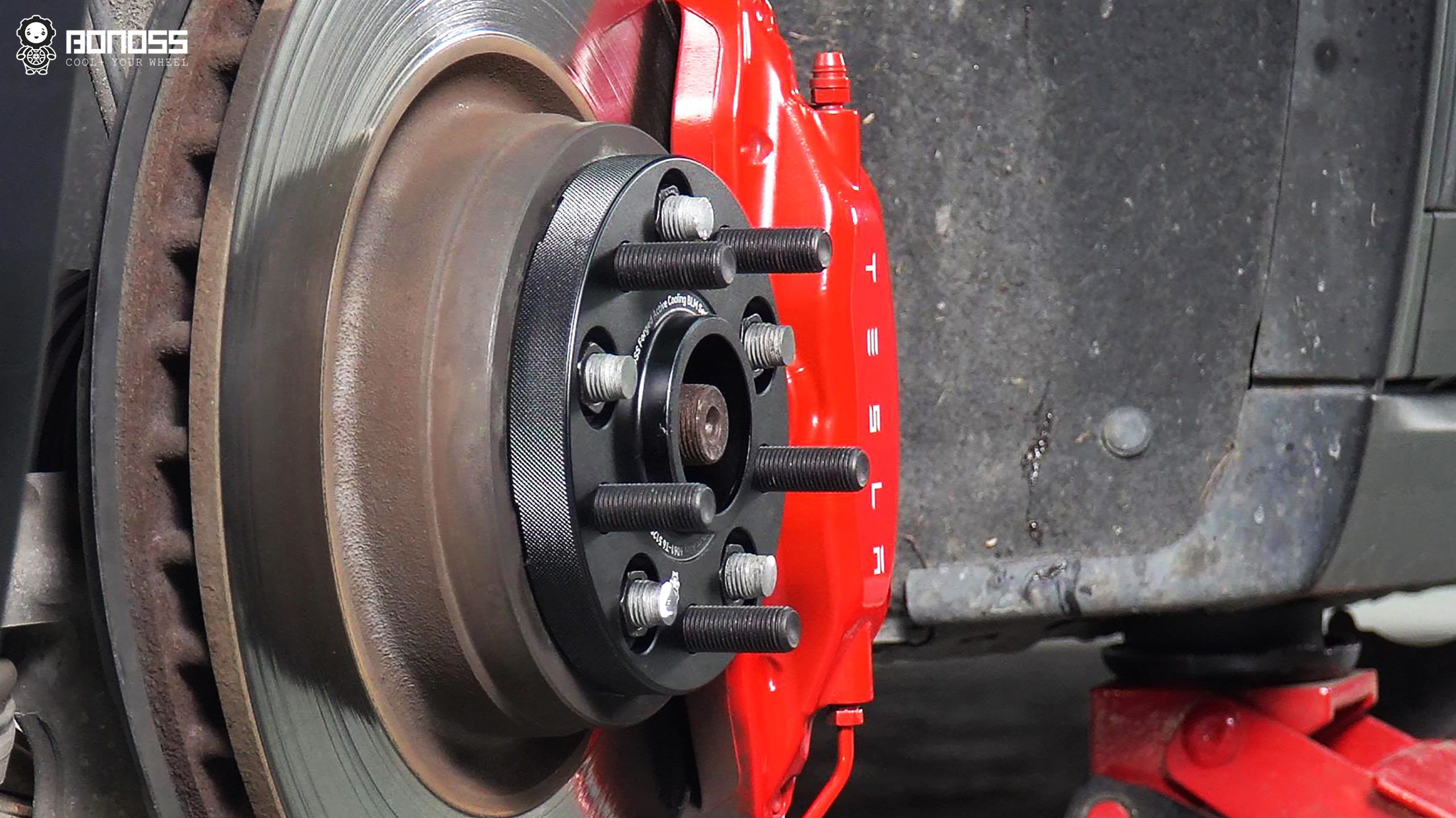 BONOSS Forged Active Cooling 2017 Tesla Model X Wheel Spacers Front 20mm Rear 25mm Before and After (14)
