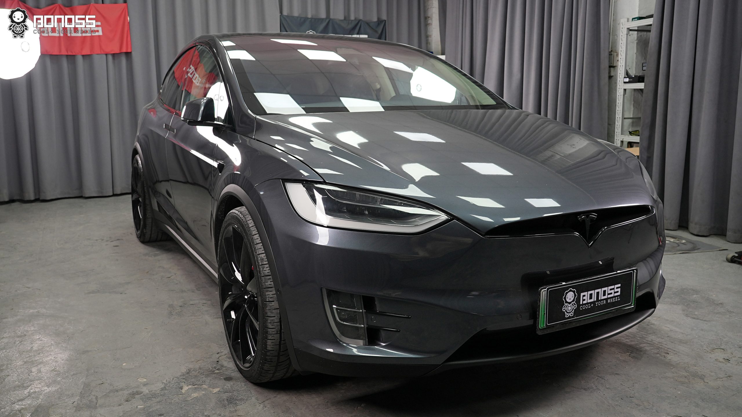 BONOSS Forged Active Cooling 2017 Tesla Model X Wheel Spacers Front 20mm Rear 25mm Before and After (2)