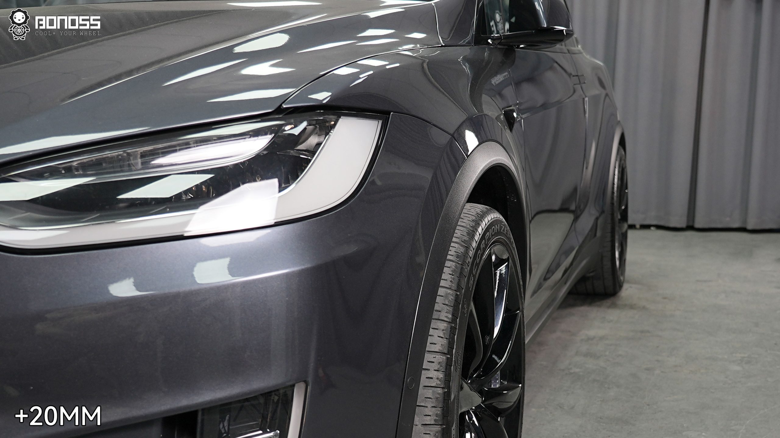 BONOSS Forged Active Cooling 2017 Tesla Model X Wheel Spacers Front 20mm Rear 25mm Before and After (3)