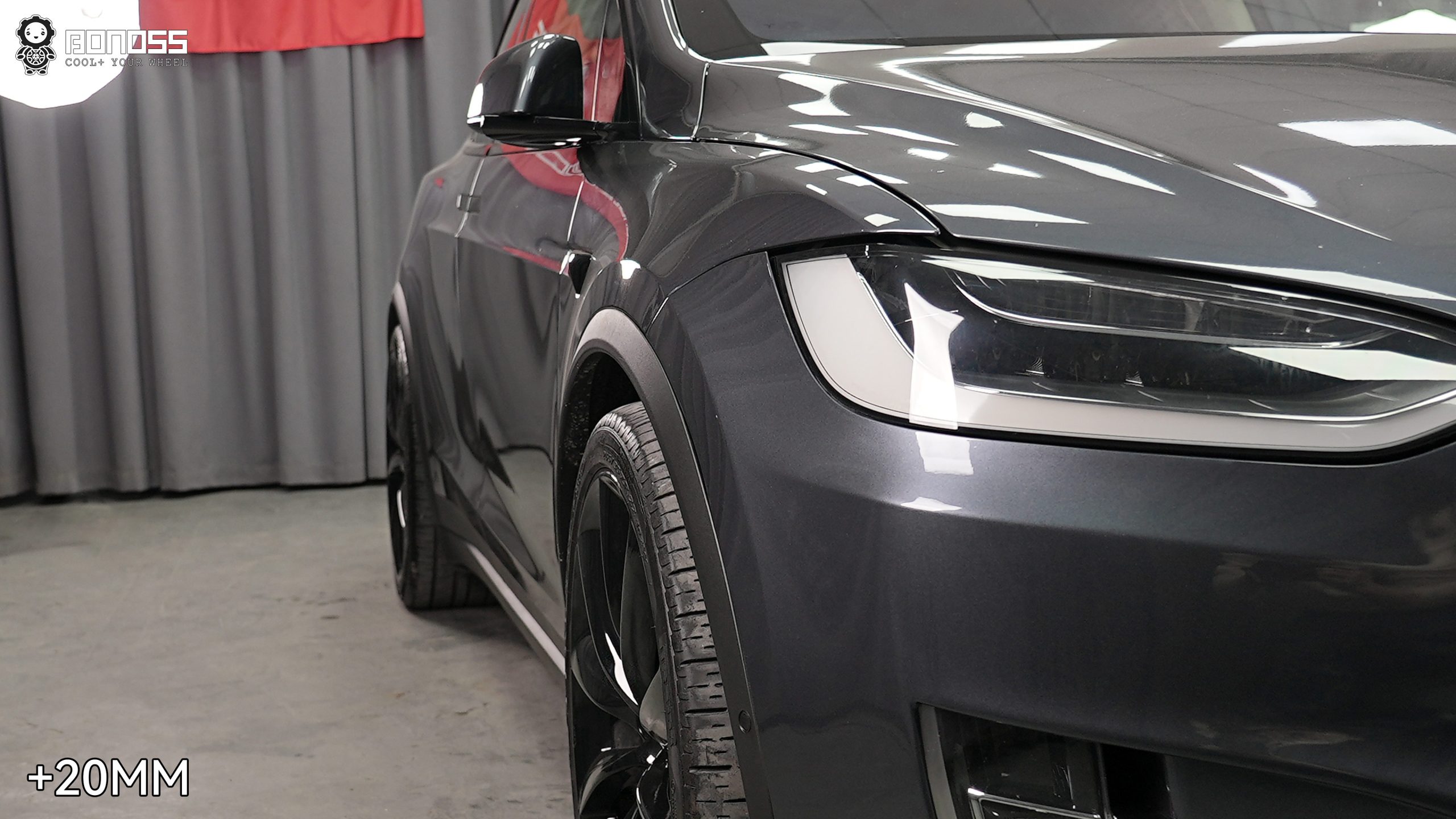 BONOSS Forged Active Cooling 2017 Tesla Model X Wheel Spacers Front 20mm Rear 25mm Before and After (4)