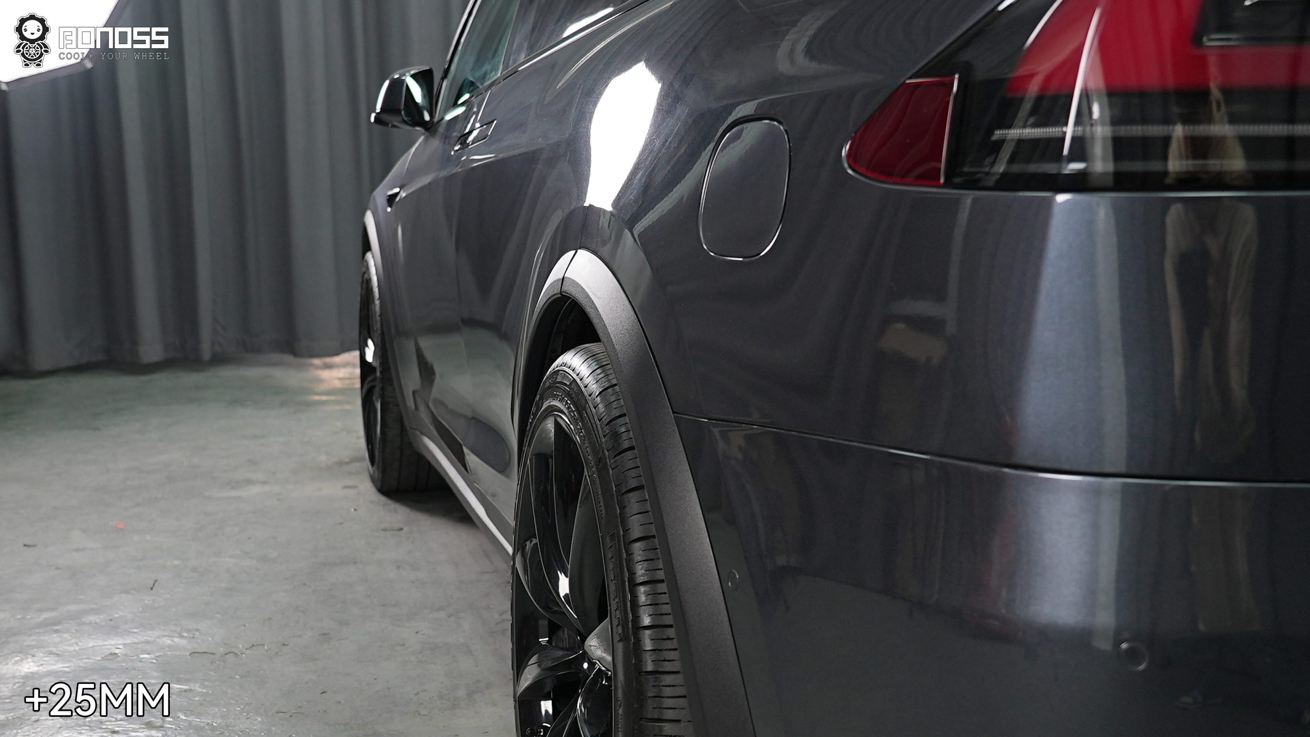 BONOSS Forged Active Cooling 2017 Tesla Model X Wheel Spacers Front 20mm Rear 25mm Before and After (5)