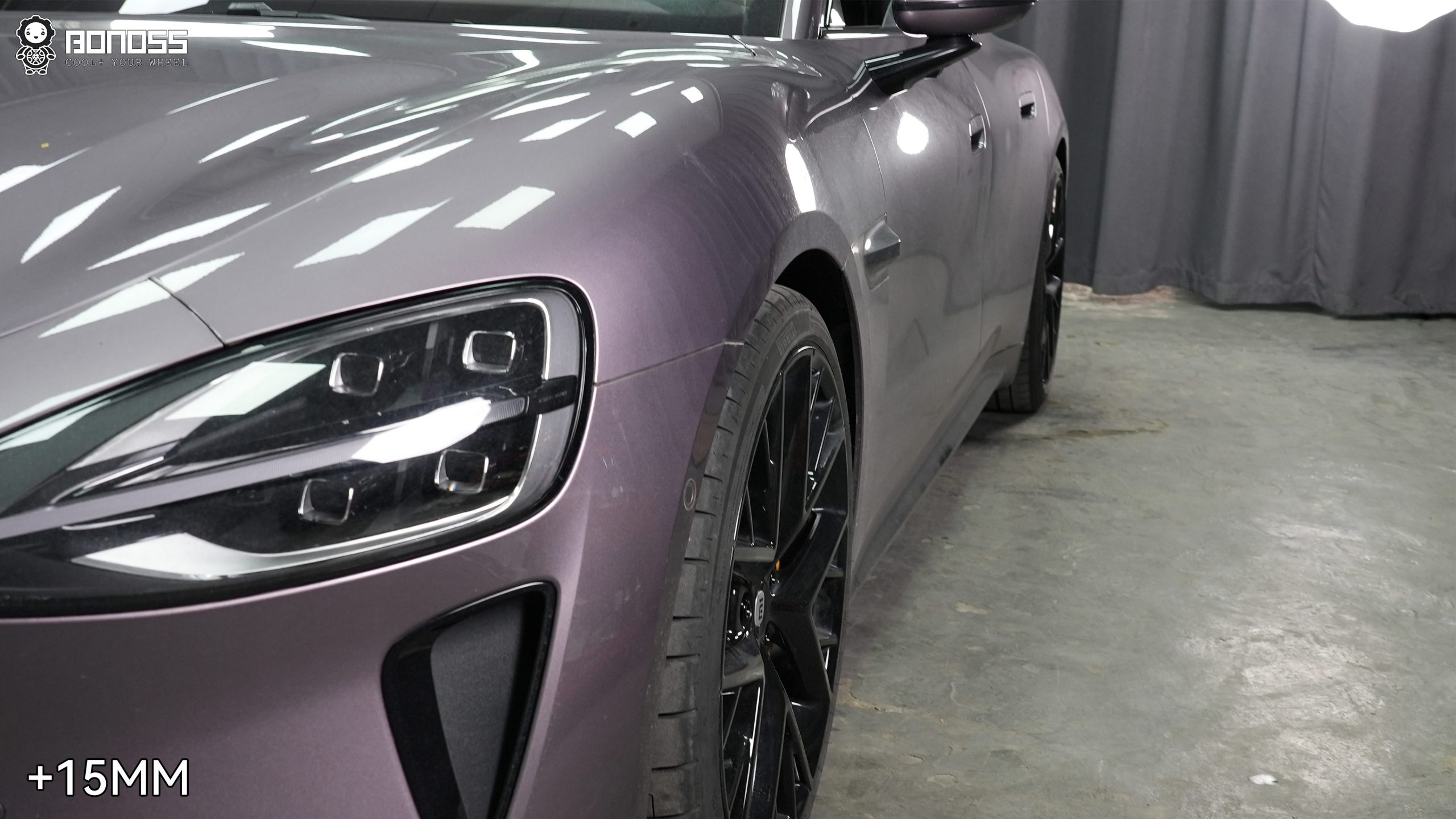 BONOSS Forged Active Cooling 2024 Xiaomi SU7 Wheel Spacers Front 15mm Rear 15mm Before and After (3)