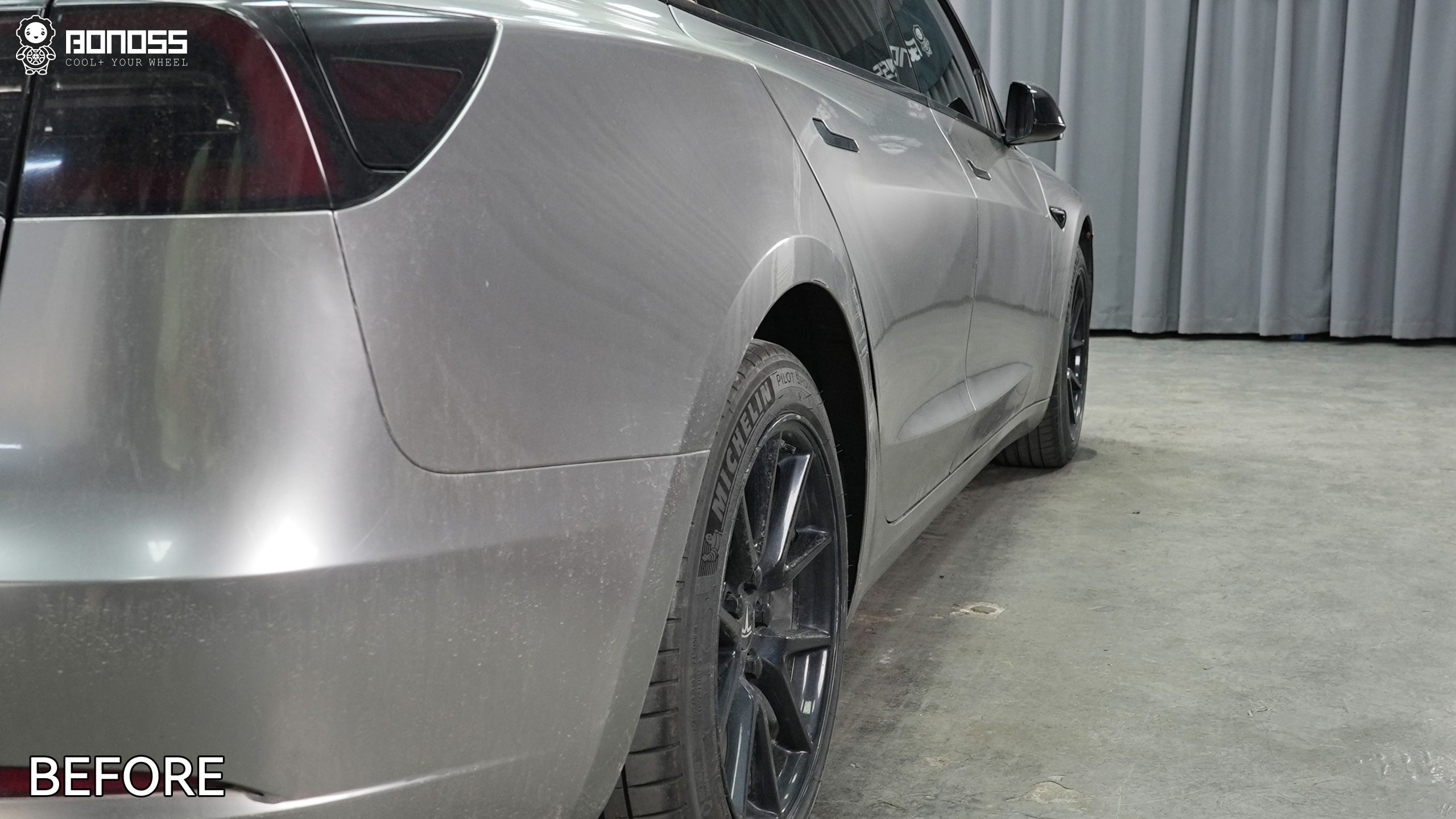 BONOSS Forged Active Cooling 2022 Tesla Model 3 Wheel Spacers Front 18mm Rear 25mm Before and After (11)