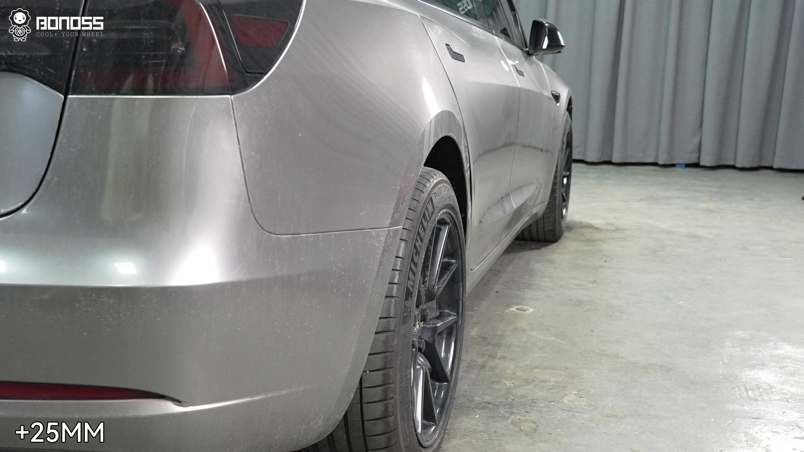 BONOSS Forged Active Cooling 2022 Tesla Model 3 Wheel Spacers Front 18mm Rear 25mm Before and After (21)