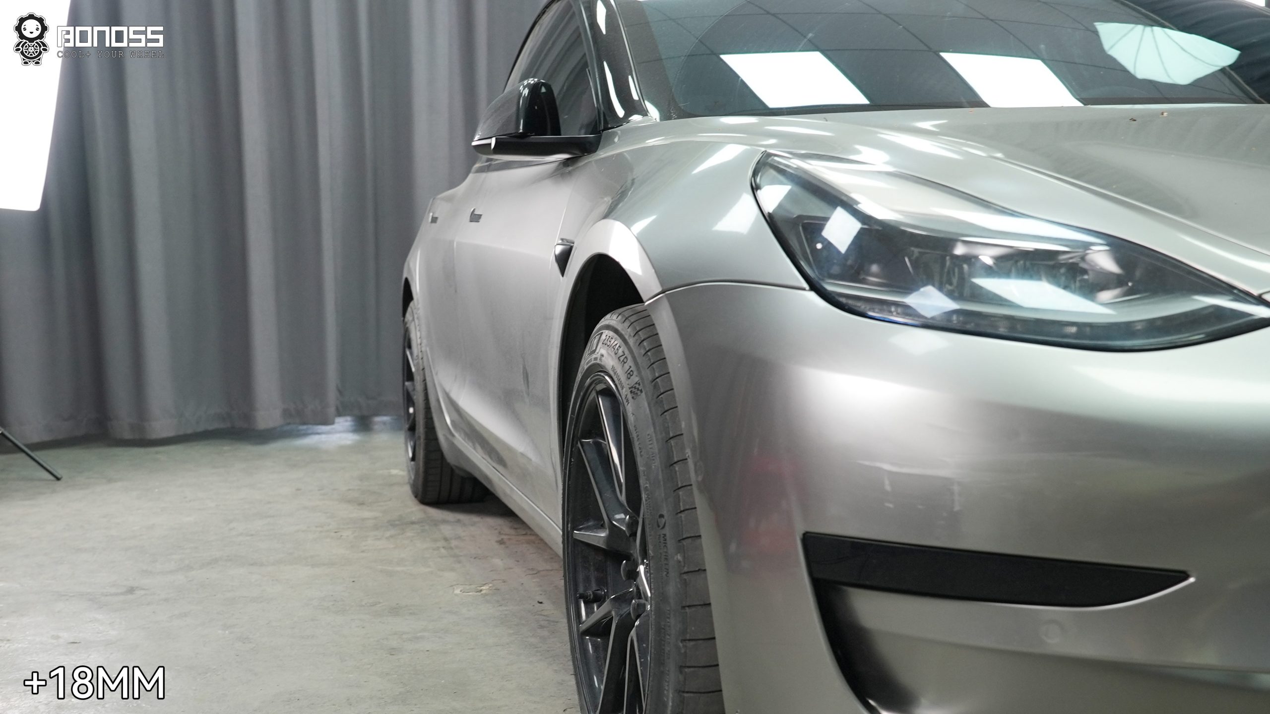 BONOSS Forged Active Cooling 2022 Tesla Model 3 Wheel Spacers Front 18mm Rear 25mm Before and After (4)